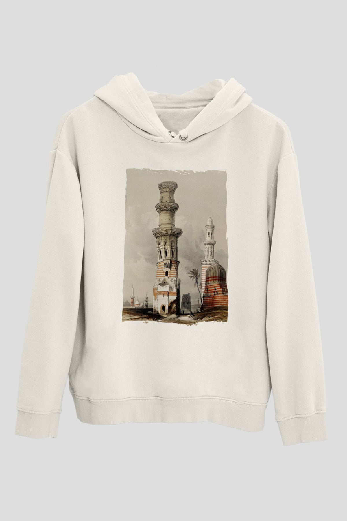 Mısır Harabeleri Beyaz Unisex Hoodie