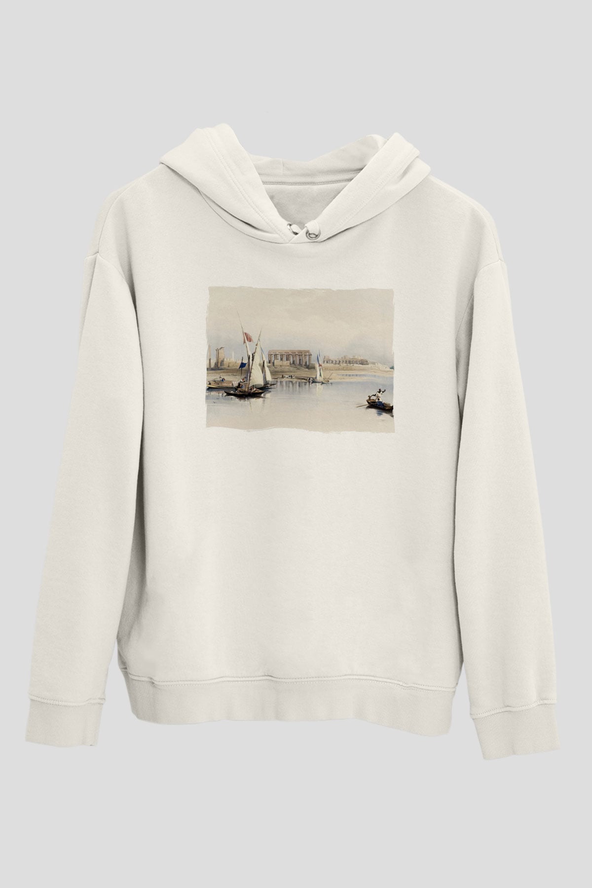 Mısır Harabeleri Beyaz Unisex Hoodie