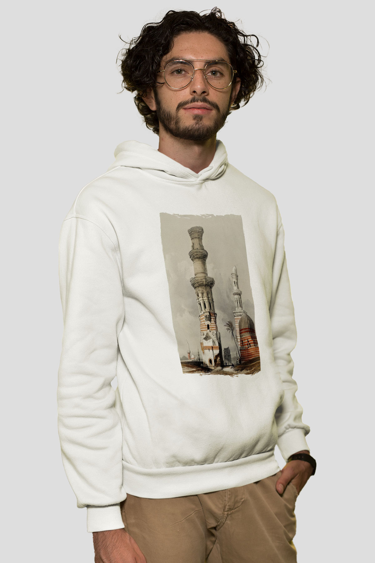 Mısır Harabeleri Beyaz Unisex Hoodie