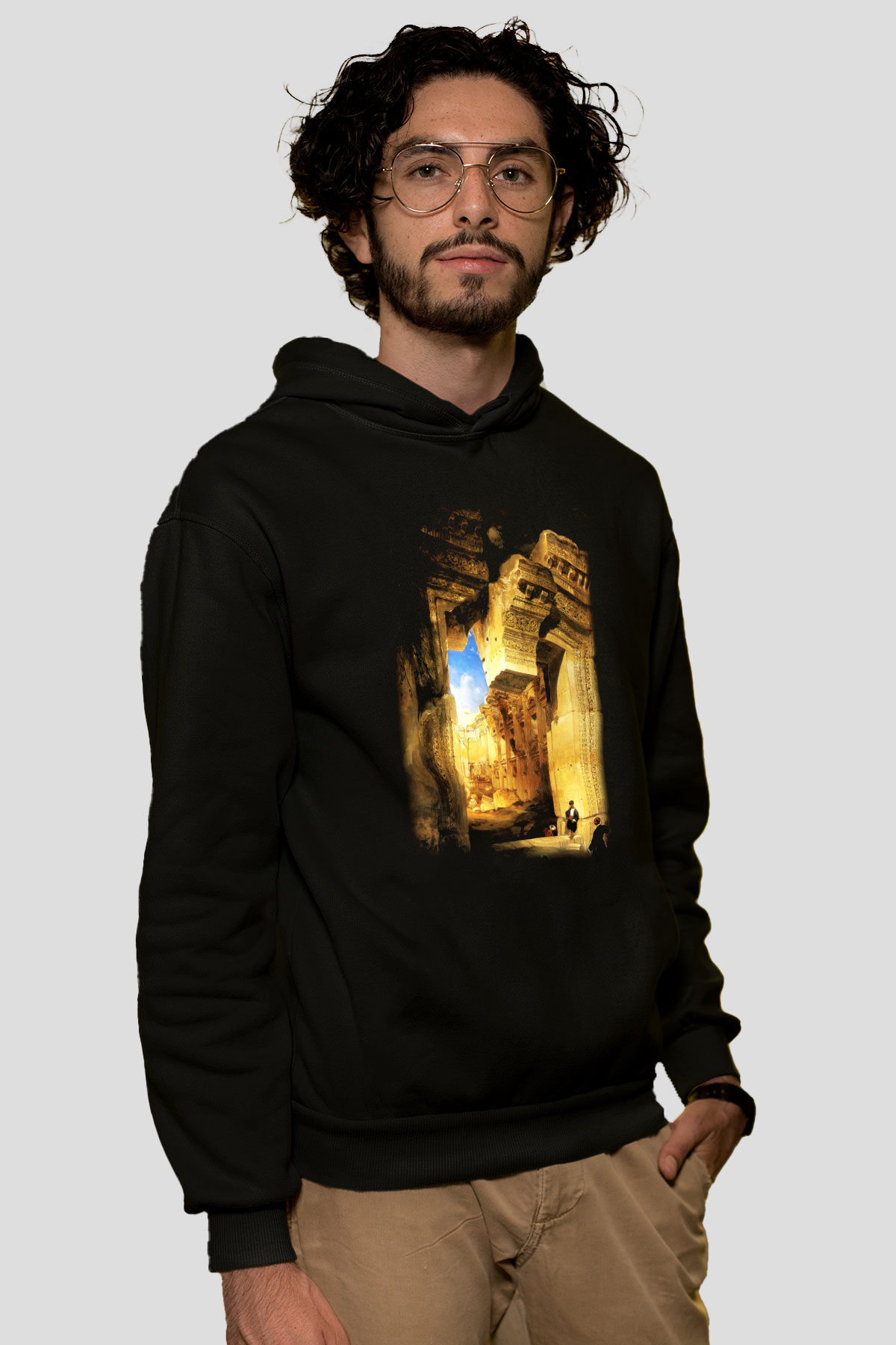 Mısır Harabeleri Siyah Unisex Hoodie