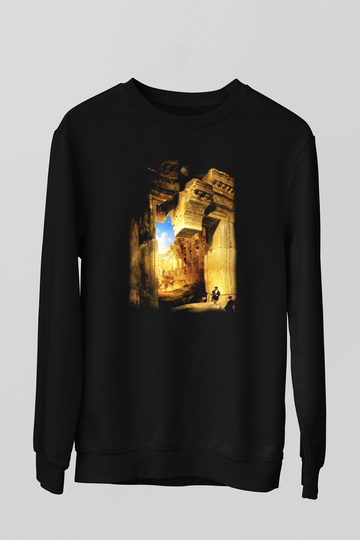 Mısır Harabeleri Siyah Unisex Sweatshirt