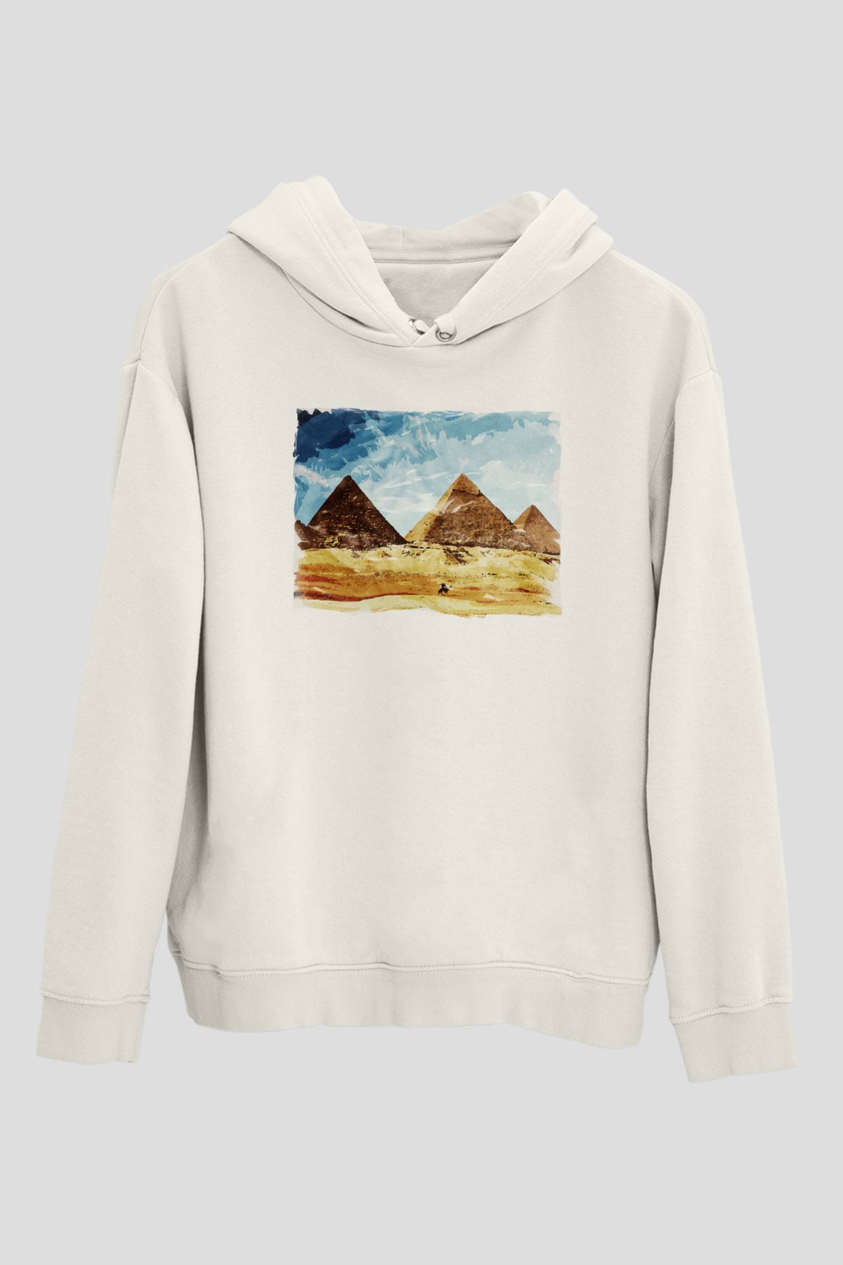 Mısır Piramitleri Beyaz Unisex Hoodie