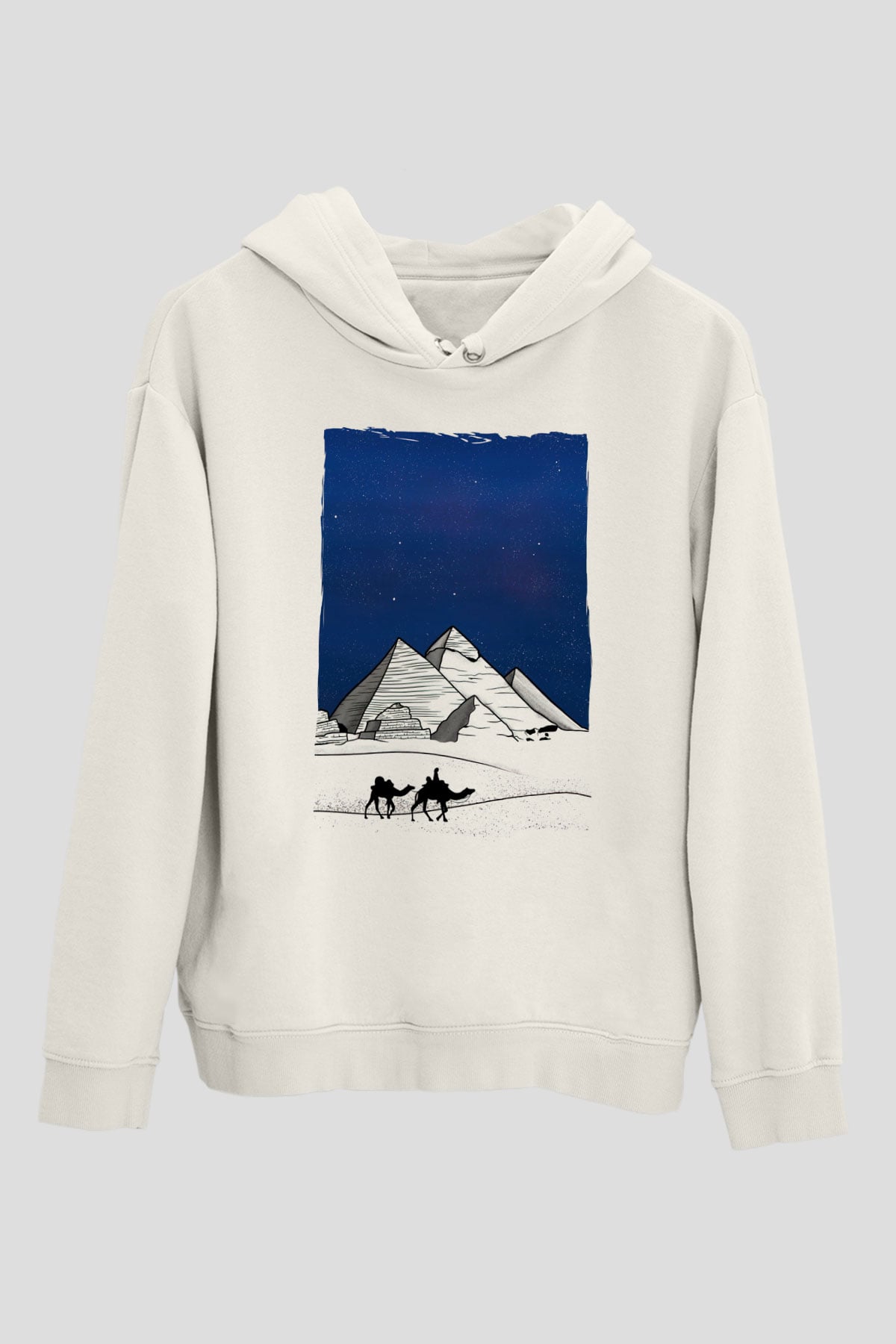 Mısır Piramitleri Beyaz Unisex Hoodie