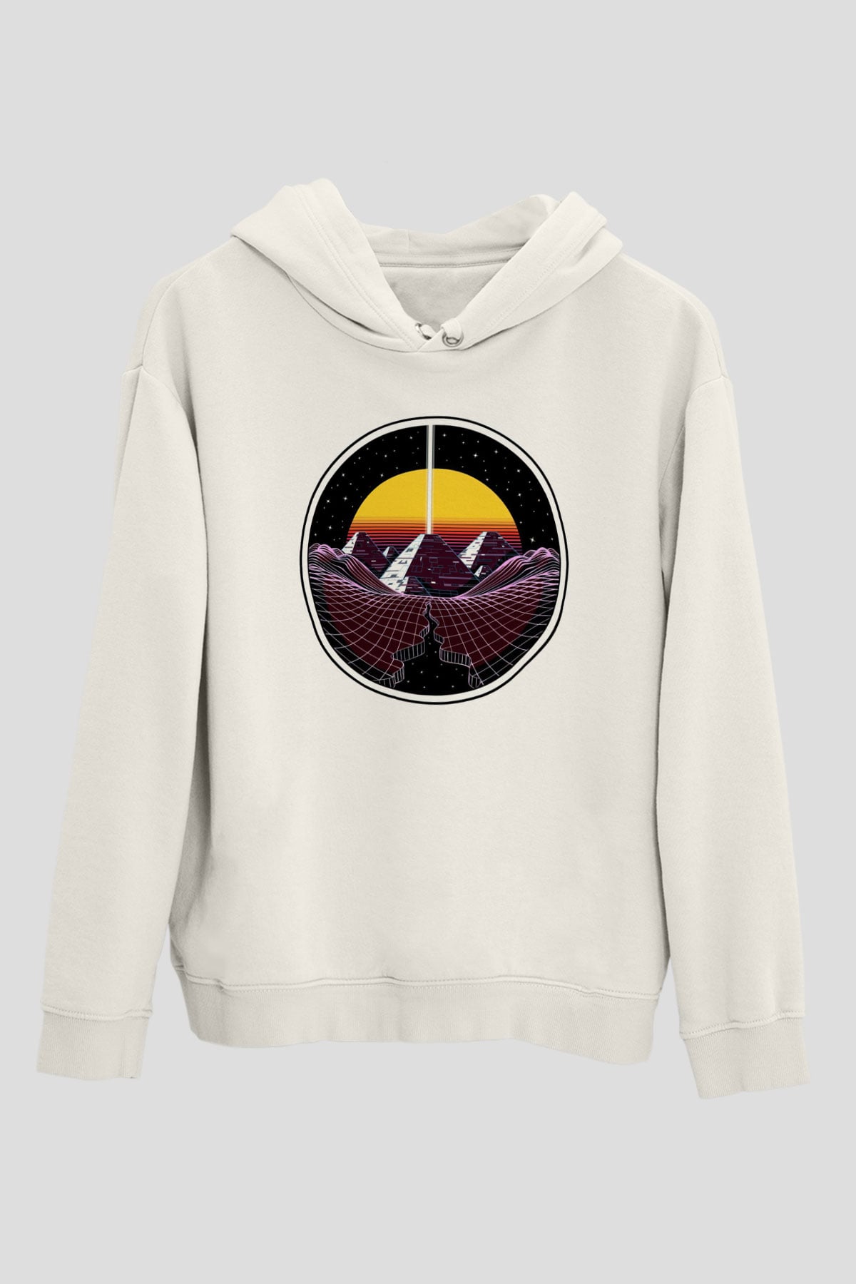 Mısır Piramitleri Beyaz Unisex Hoodie