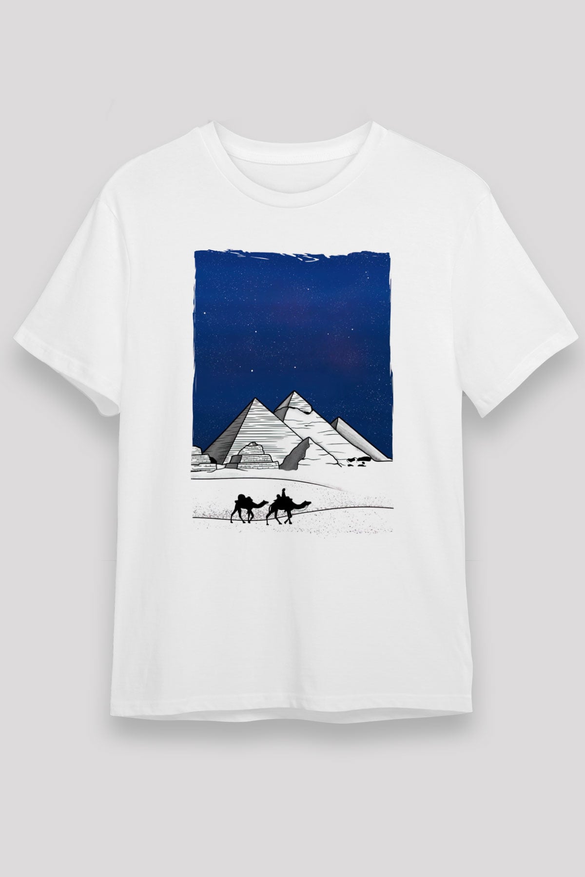 Mısır Piramitleri Beyaz Unisex Tişört T-Shirt - TişörtFabrikası