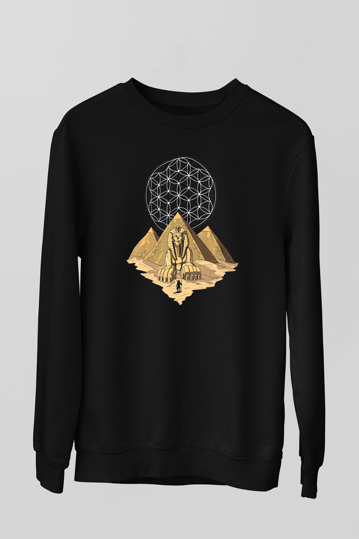 Mısır Piramitleri Siyah Unisex Sweatshirt