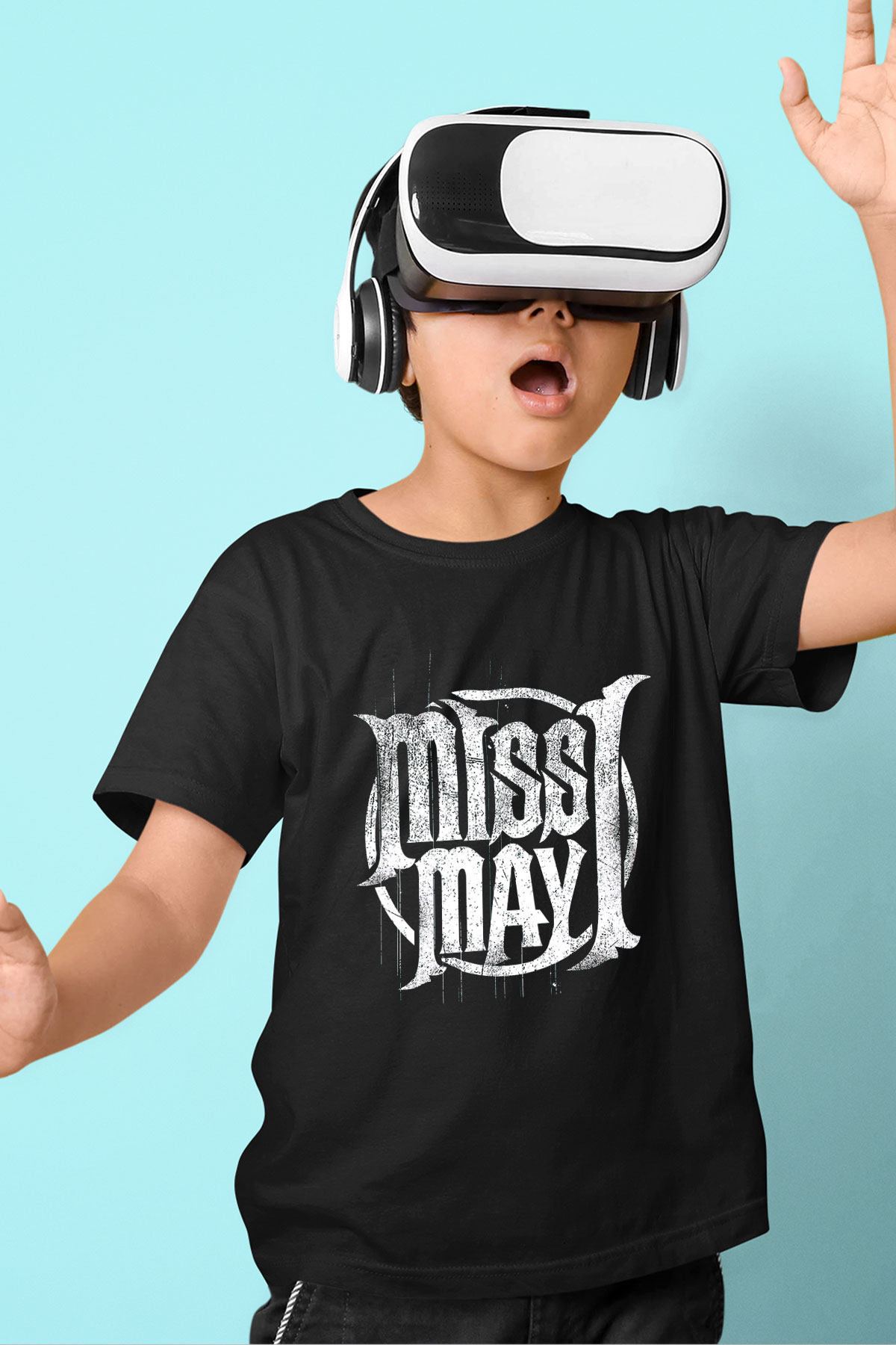 Miss May I Baskılı Siyah Unisex Çocuk Tişört