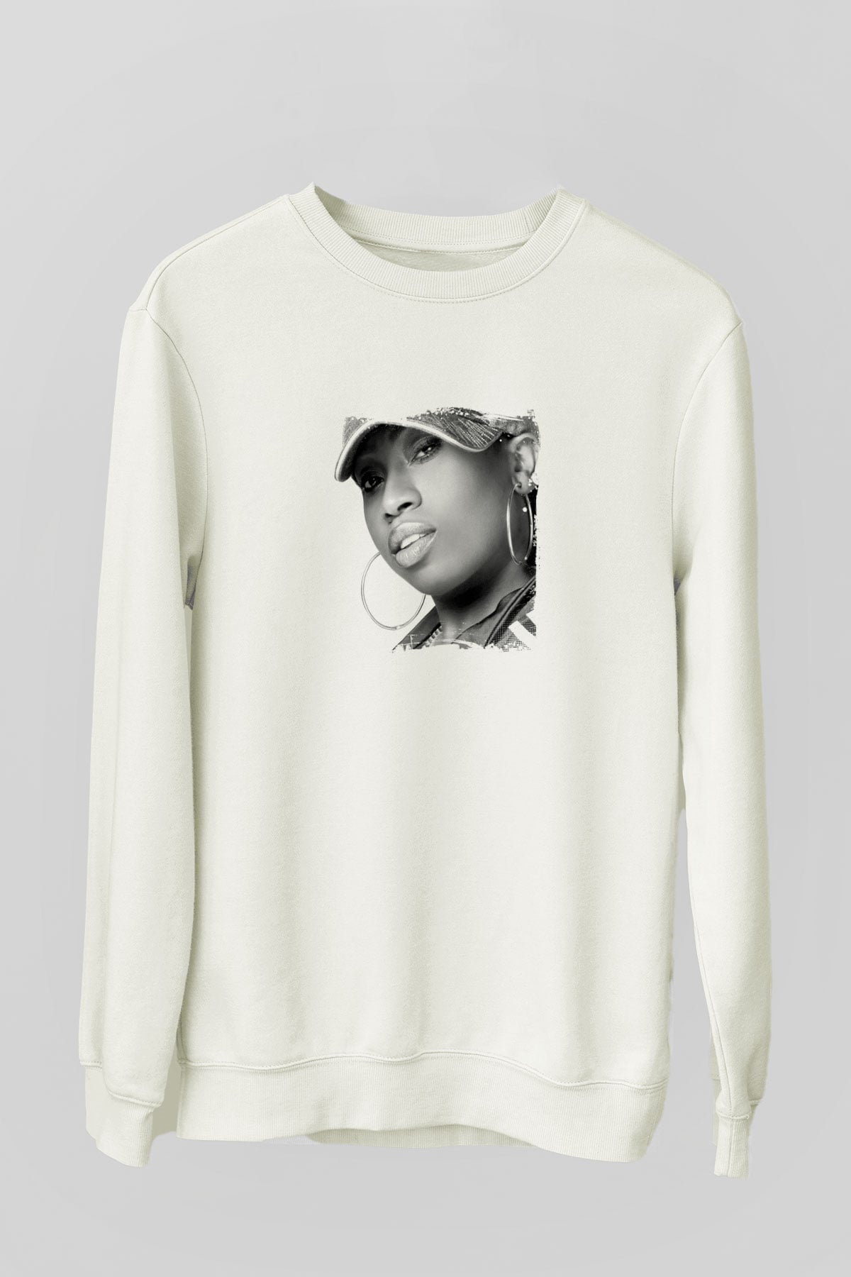 Missy Elliott Baskılı Unisex Beyaz Sweatshirt