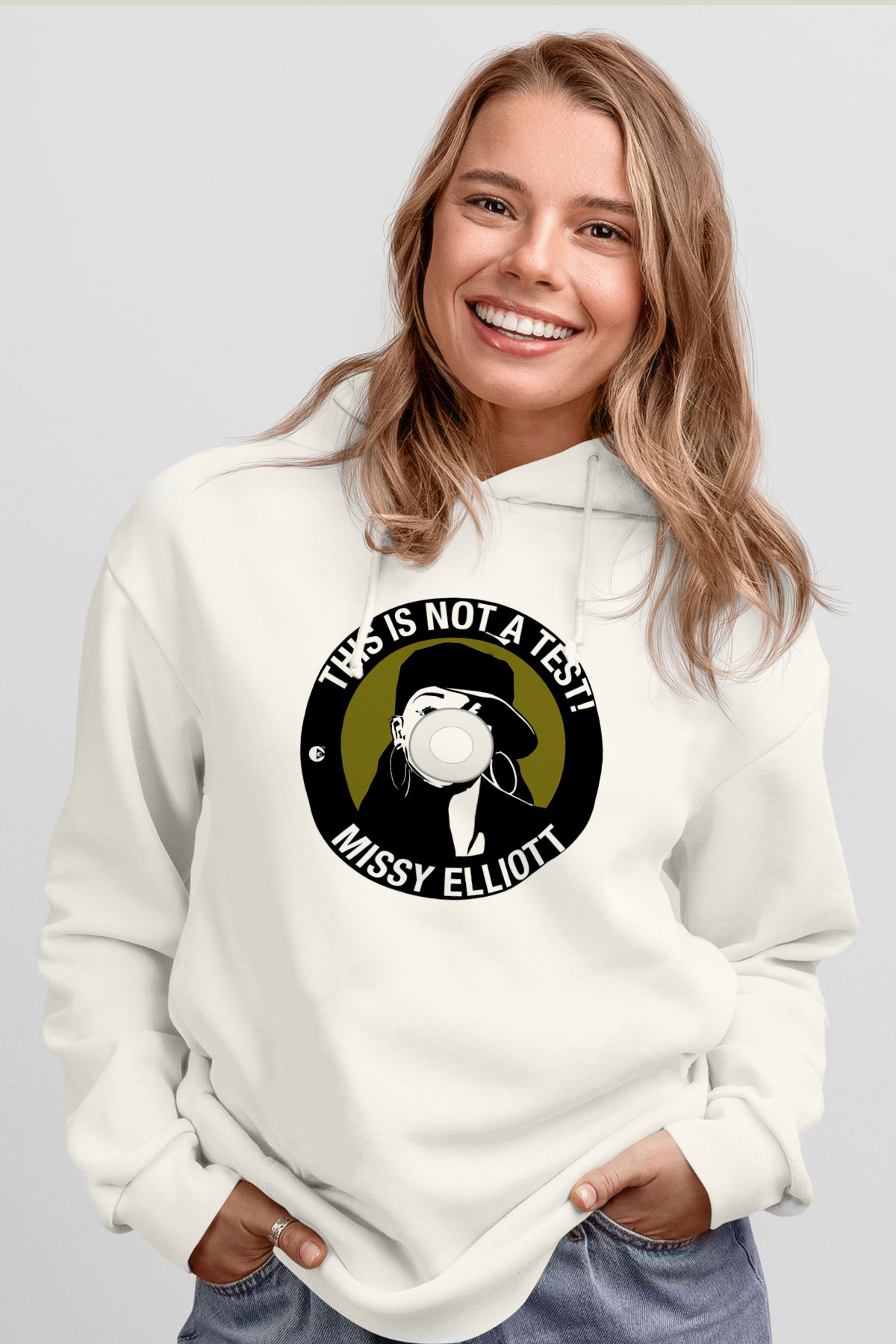Missy Elliott Beyaz Unisex Kapşonlu Sweatshirt