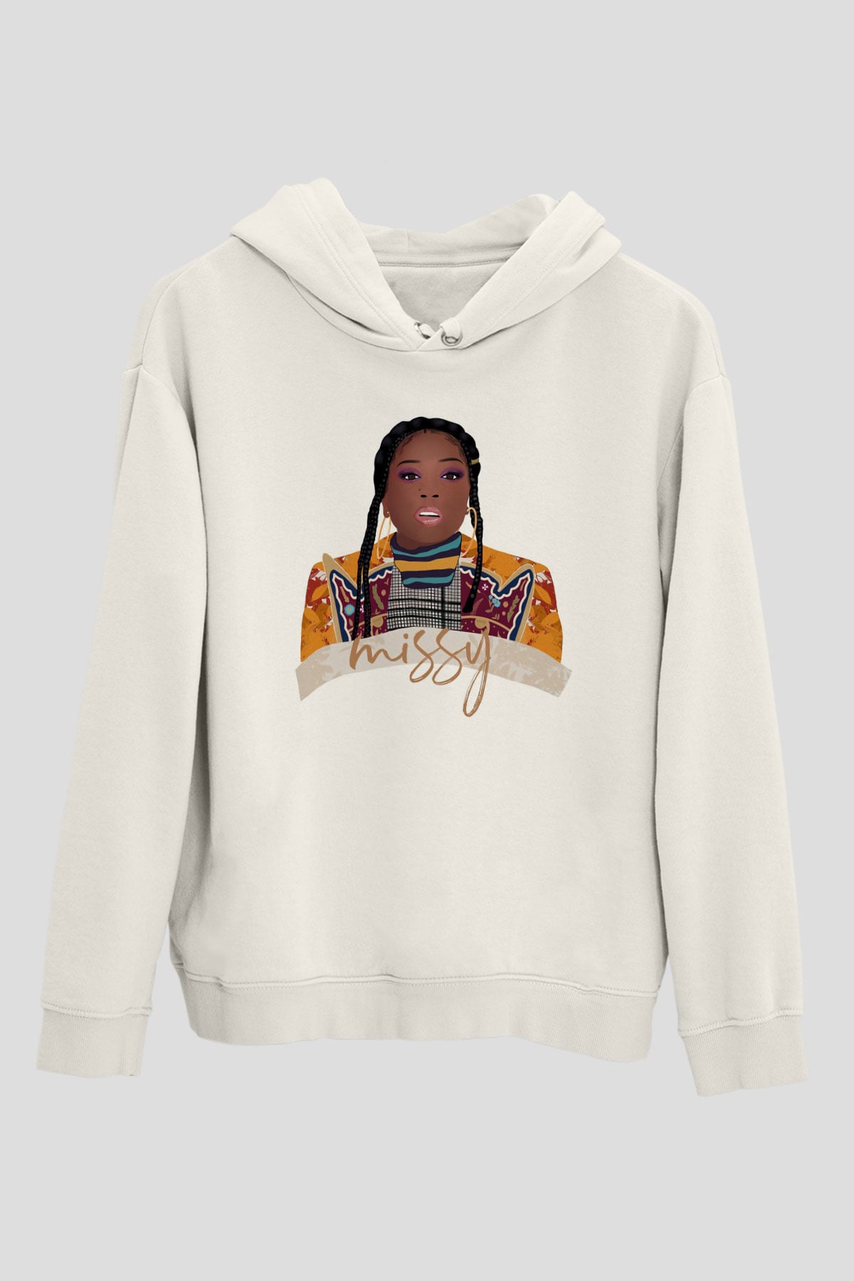 Missy Elliott Beyaz Unisex Kapüşonlu Sweatshirt