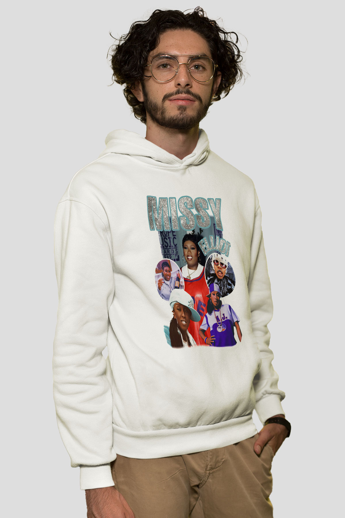 Missy Elliott Beyaz Unisex Kapüşonlu Sweatshirt