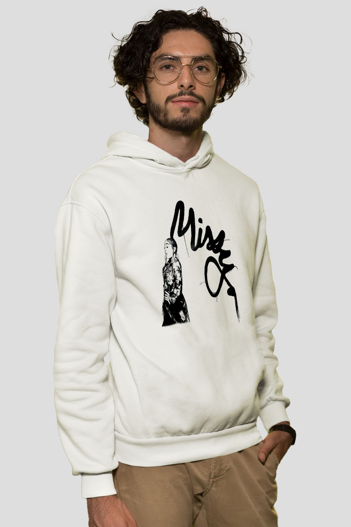 Missy Elliott Beyaz Unisex Kapüşonlu Sweatshirt
