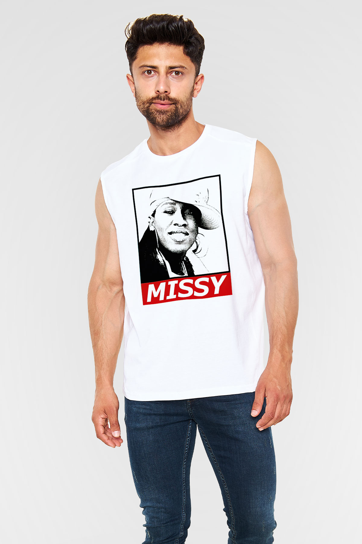 Missy Elliott Beyaz Unisex Kolsuz Tişört