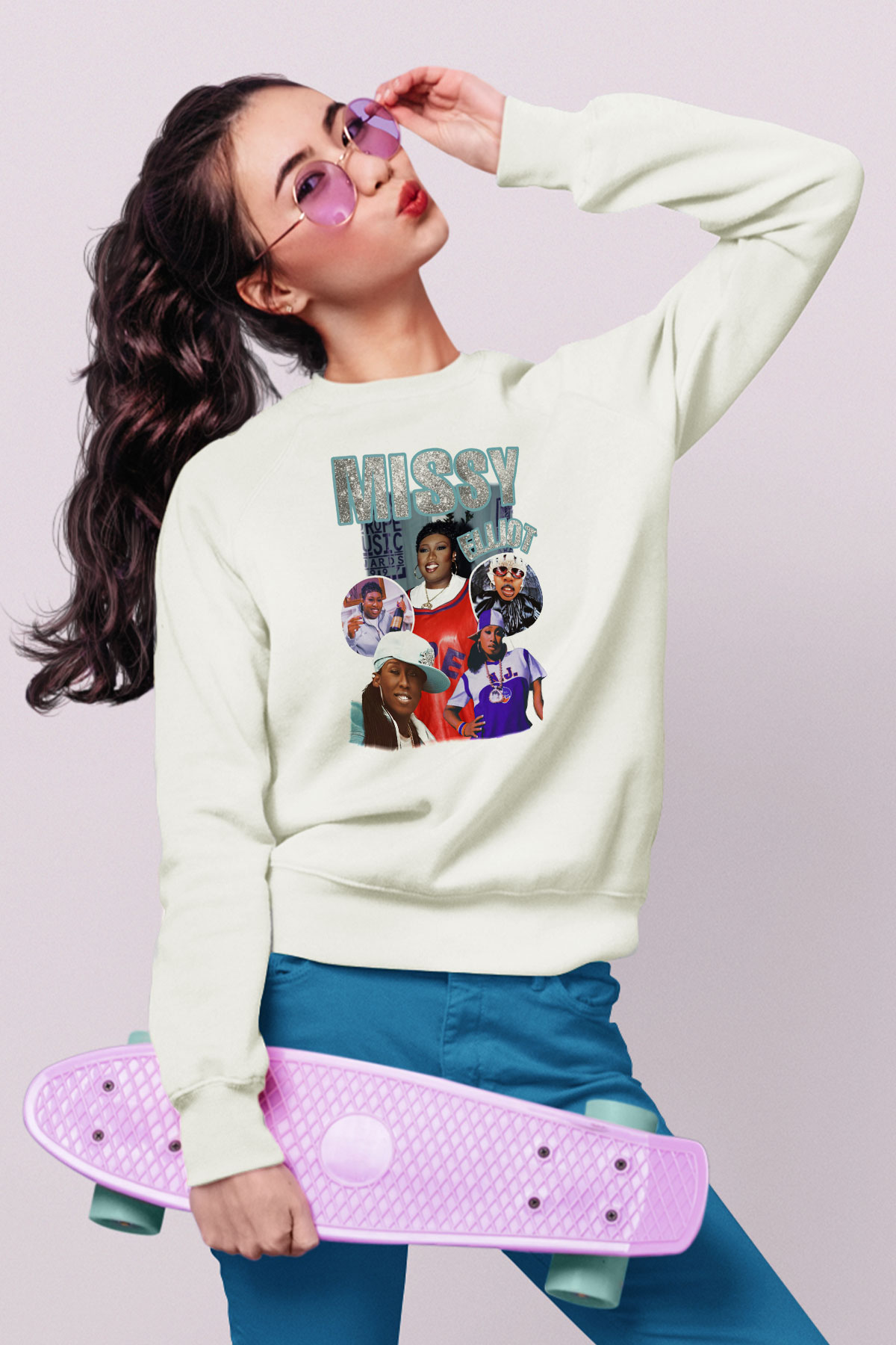 Missy Elliott Beyaz Unisex Sweatshirt