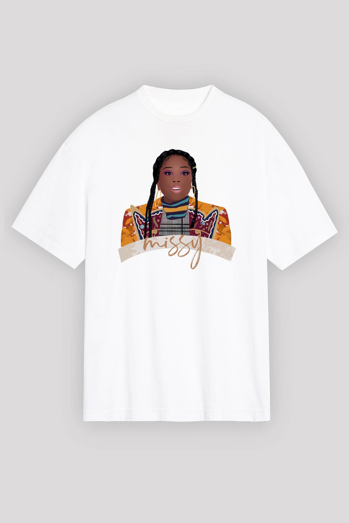 Missy Elliott Beyaz Oversize Tişört Oversize T-shirt - TişörtFabrikası
