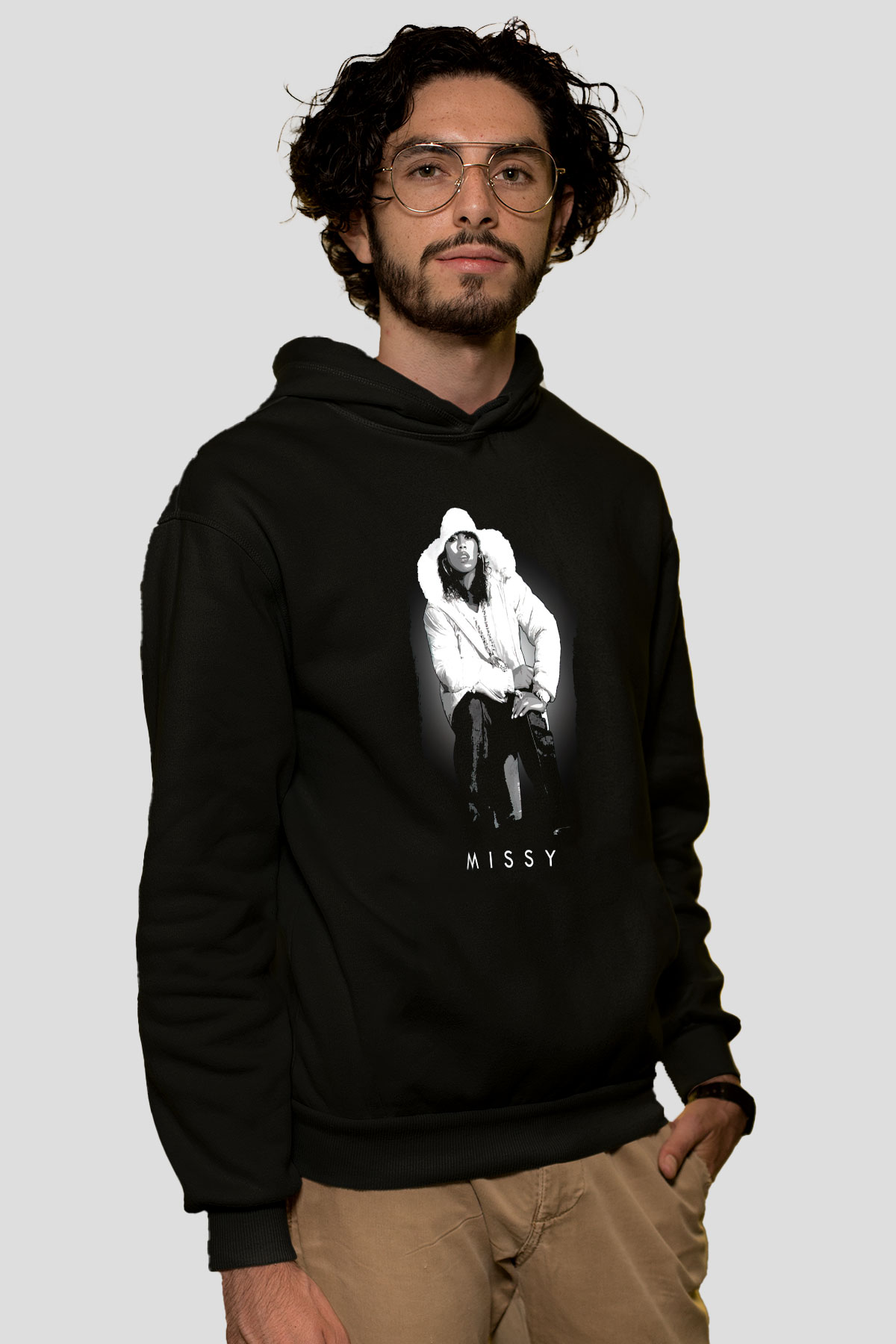 Missy Elliott Siyah Unisex Kapüşonlu Sweatshirt