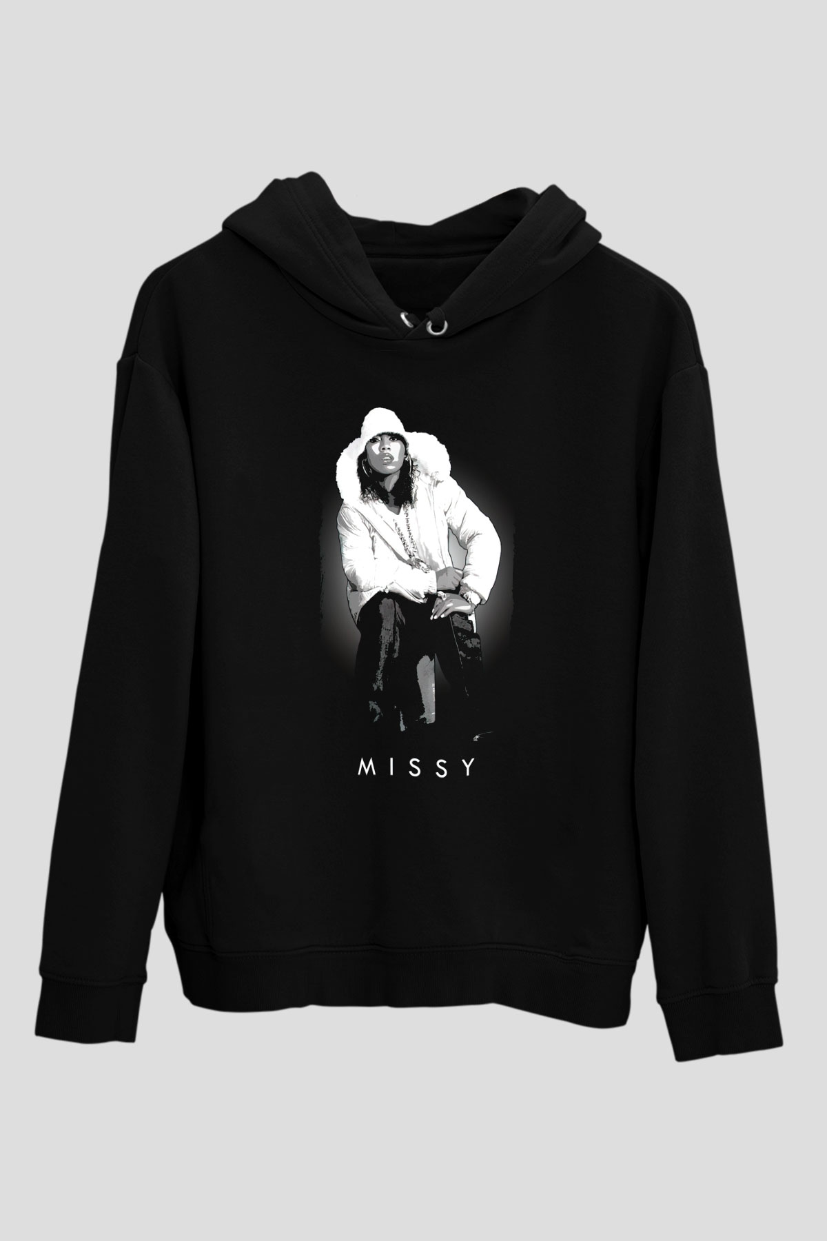 Missy Elliott Siyah Unisex Kapüşonlu Sweatshirt