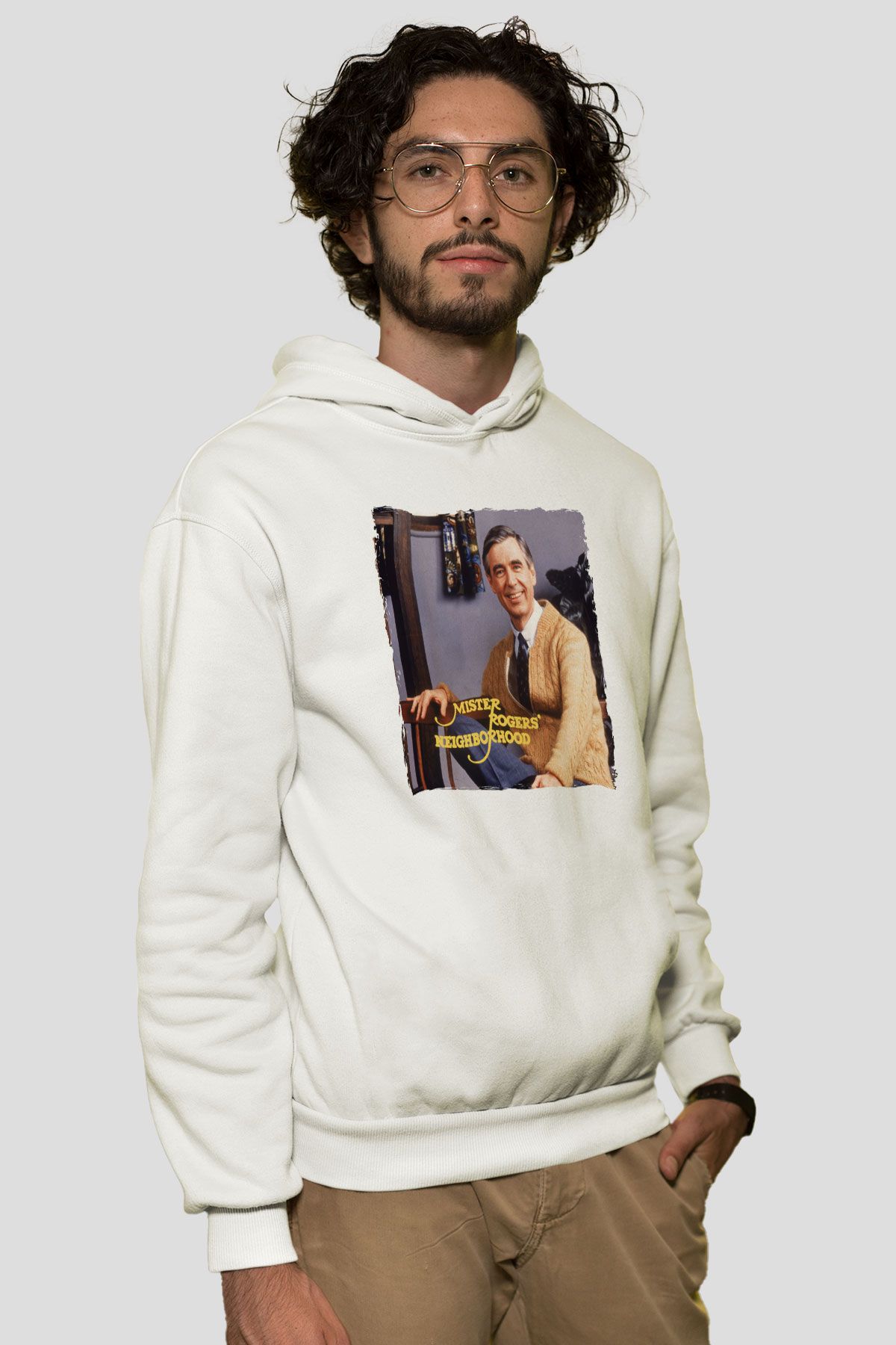 Mister Rogers Neighborhood Beyaz Unisex Hoodie