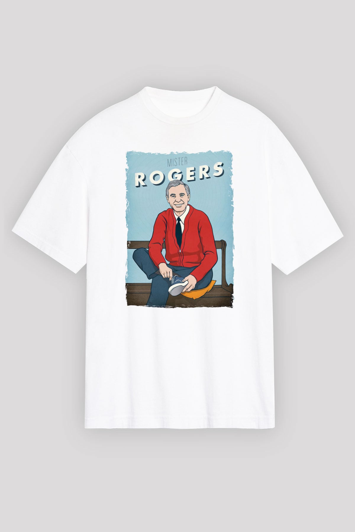 Mister Rogers Neighborhood Beyaz Oversize Tişört Oversize T-shirt