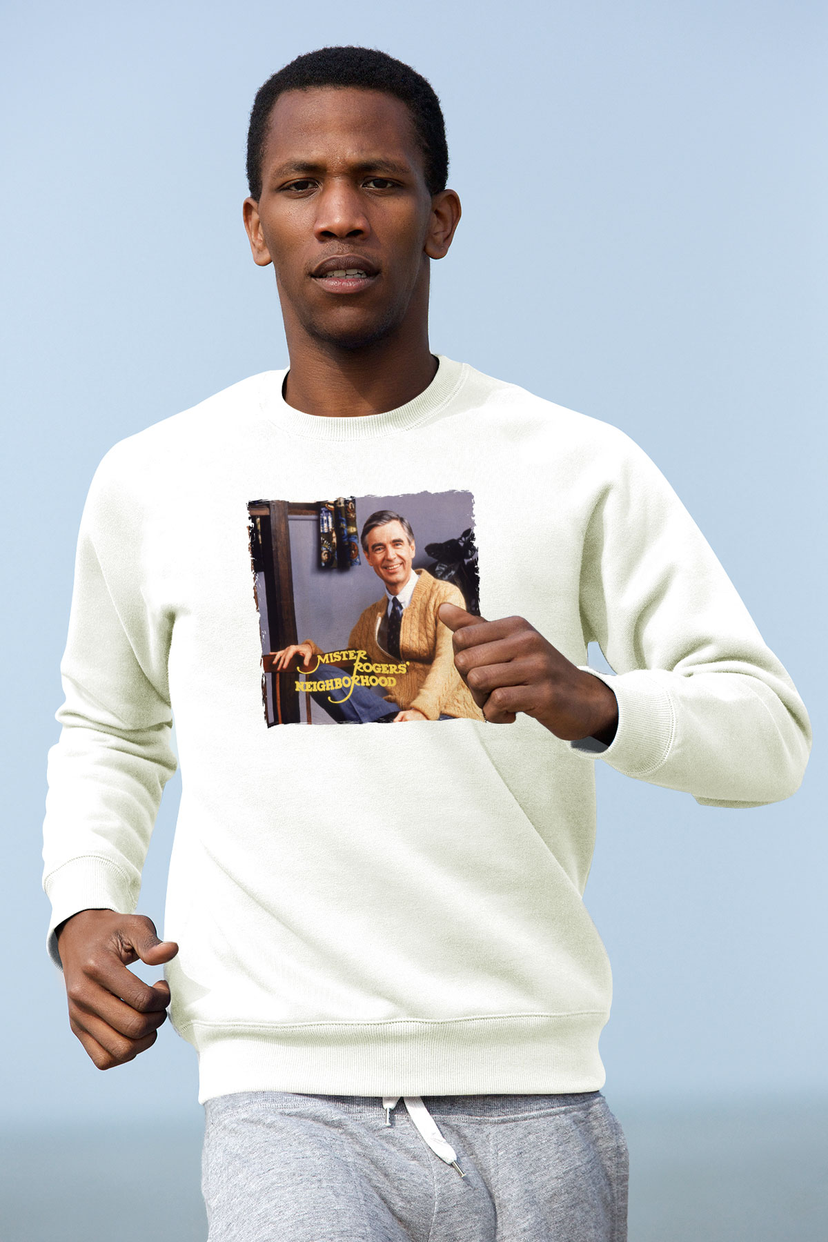 Mister Rogers Neighborhood Beyaz Unisex Sweatshirt