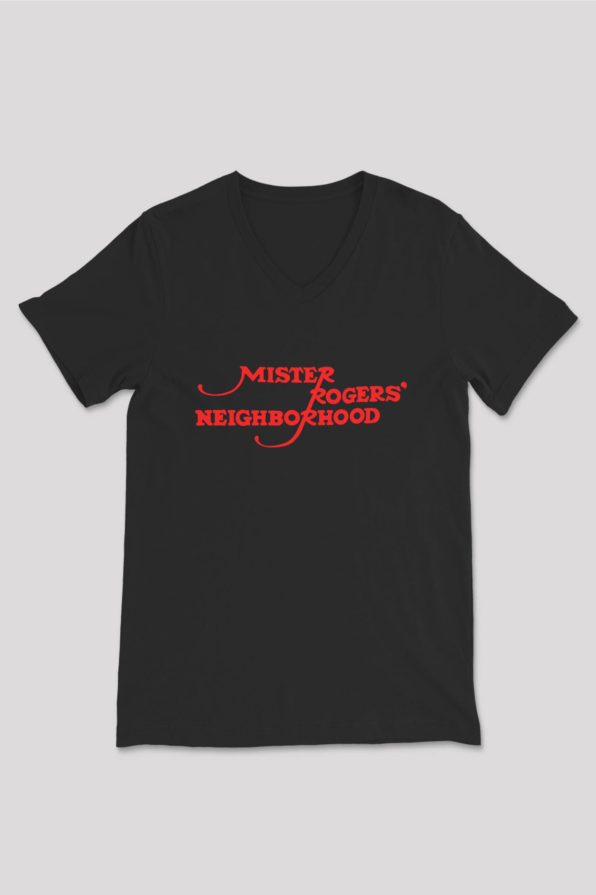 Mister Rogers Neighborhood Siyah Unisex V Yaka Tişört