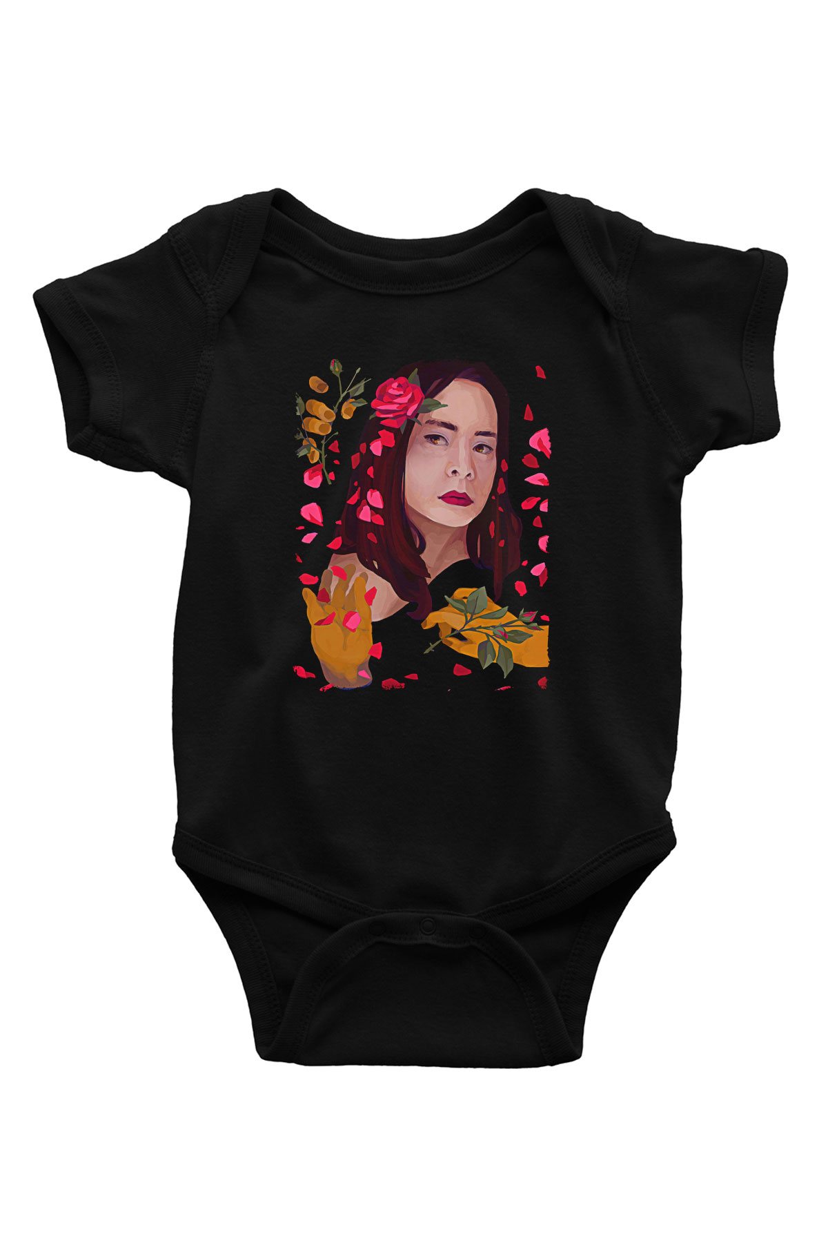 Mitski Baskılı Baskılı Unisex Siyah Bebek Body - Zıbın