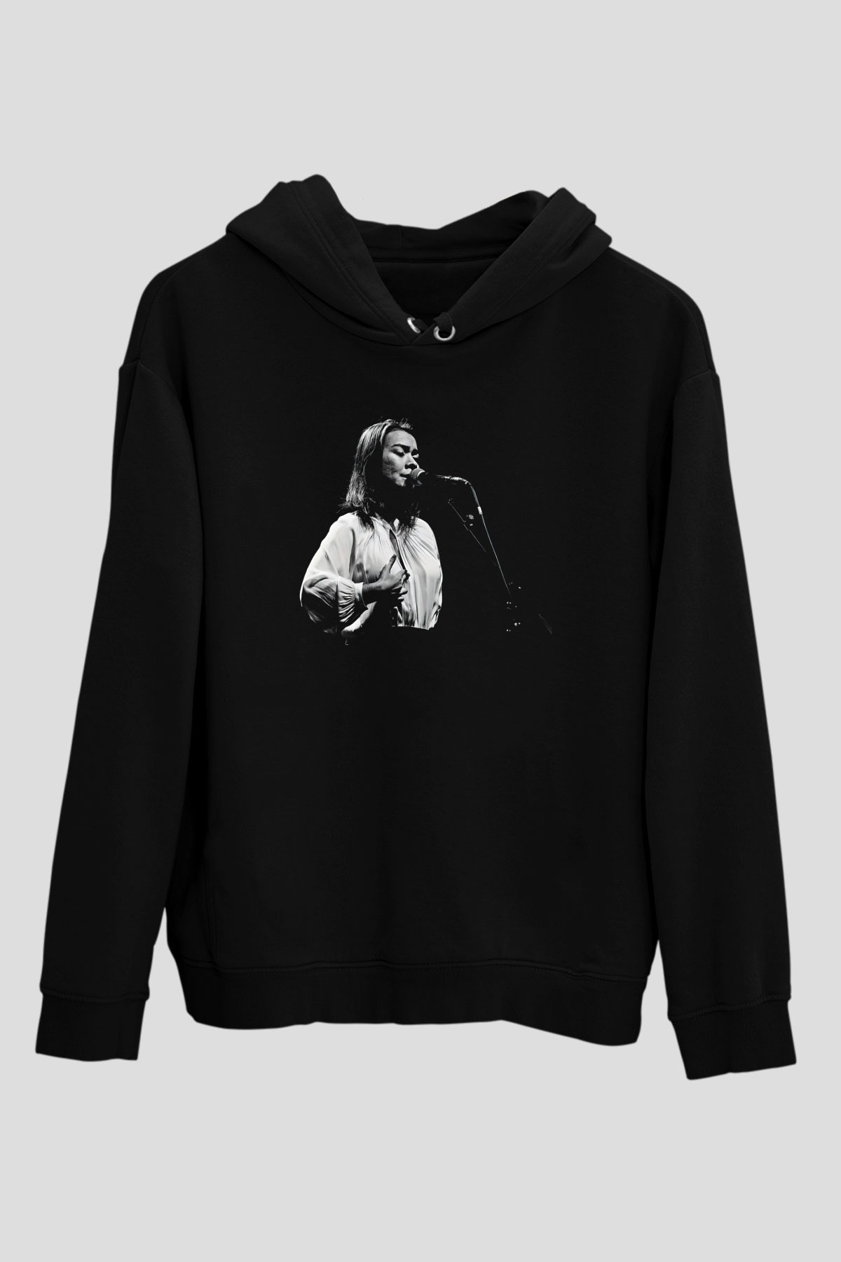 Mitski Baskılı Baskılı Unisex Siyah Hoodie