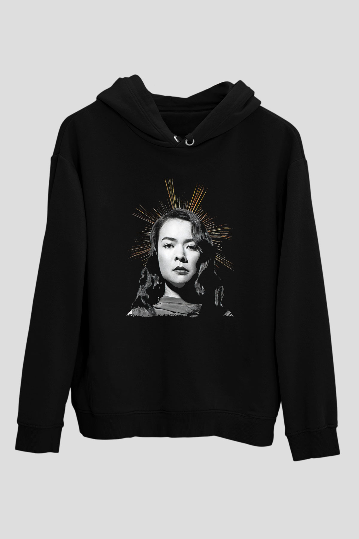 Mitski Baskılı Baskılı Unisex Siyah Hoodie