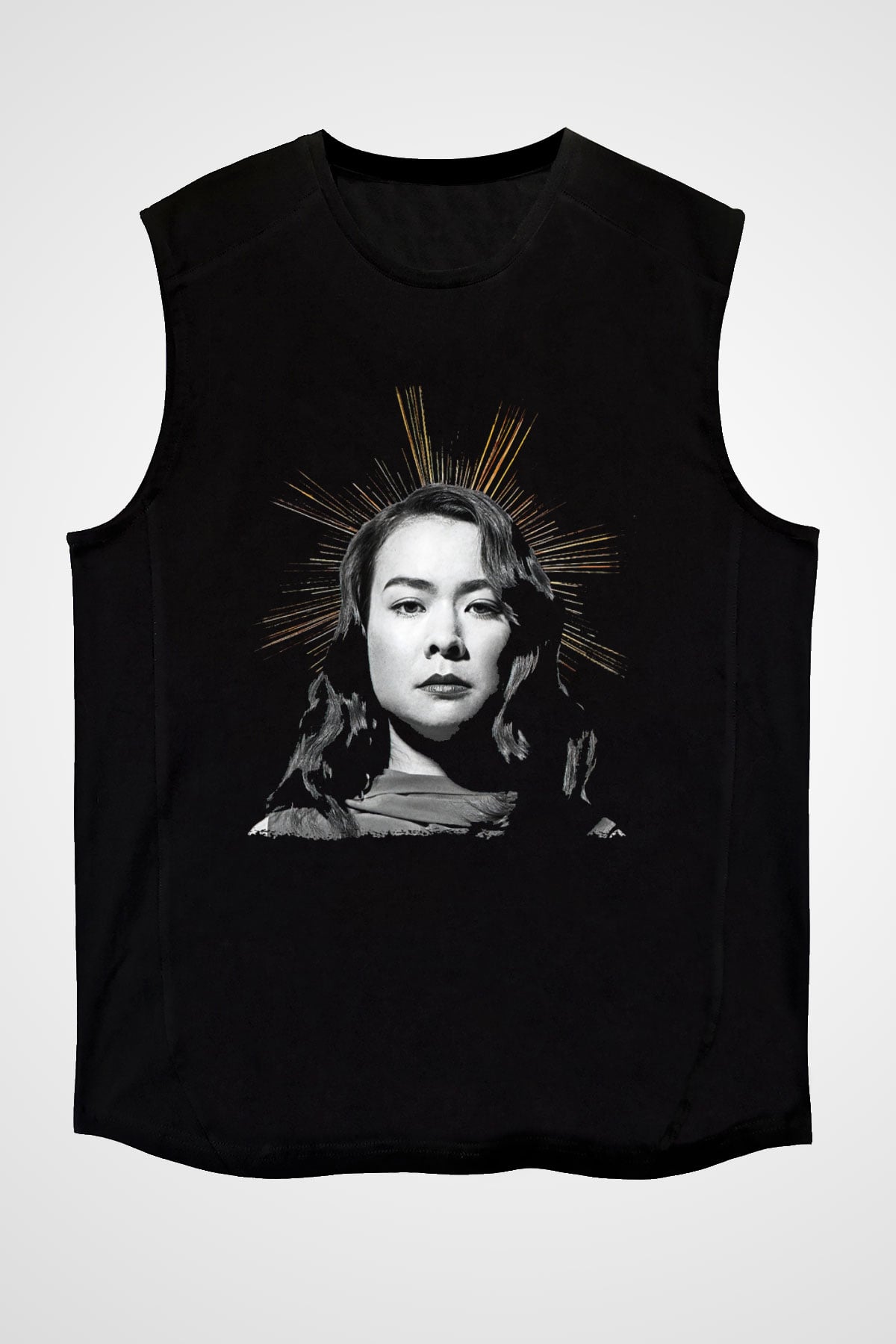 Mitski Baskılı Baskılı Unisex Siyah Kolsuz Tişört - Tshirt