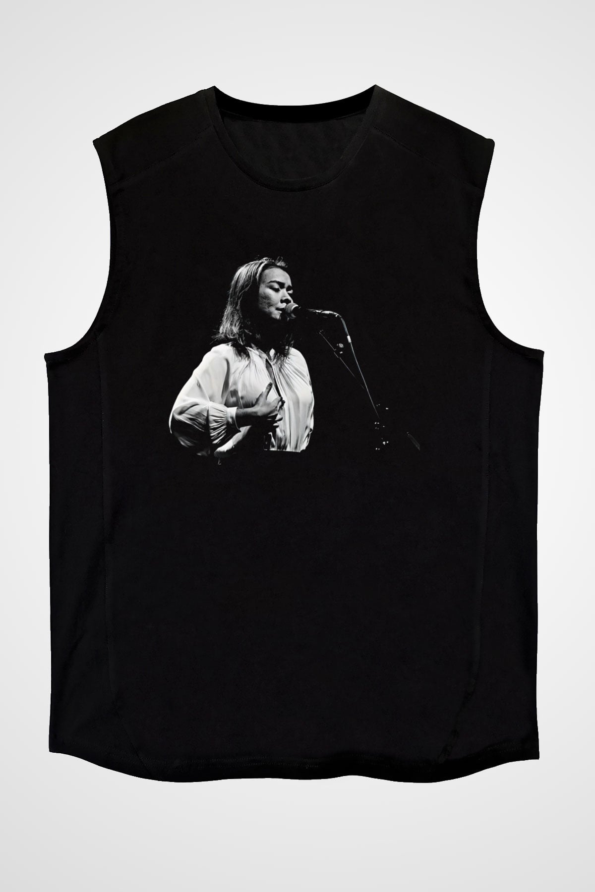 Mitski Baskılı Baskılı Unisex Siyah Kolsuz Tişört - Tshirt