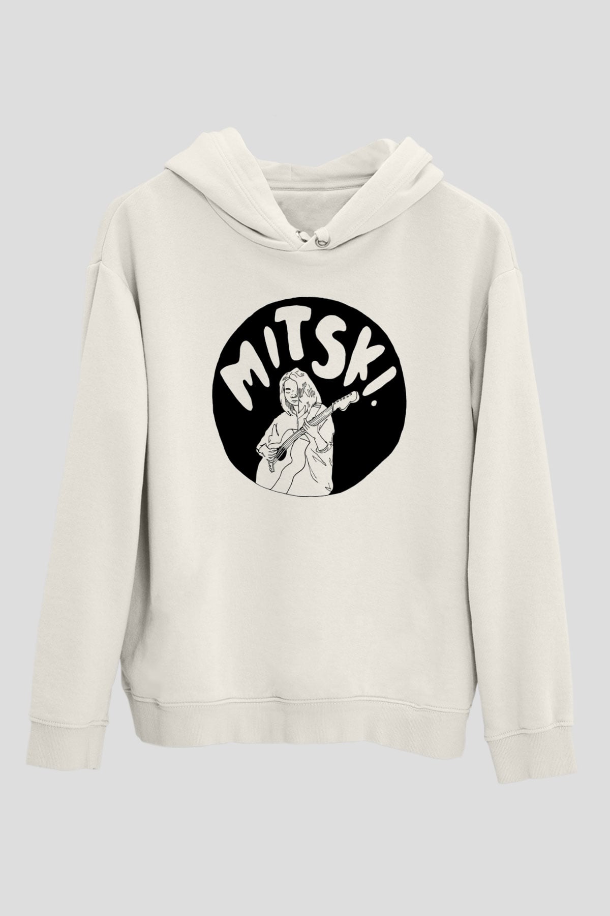 Mitski Baskılı Beyaz Unisex Kapüşonlu Sweatshirt