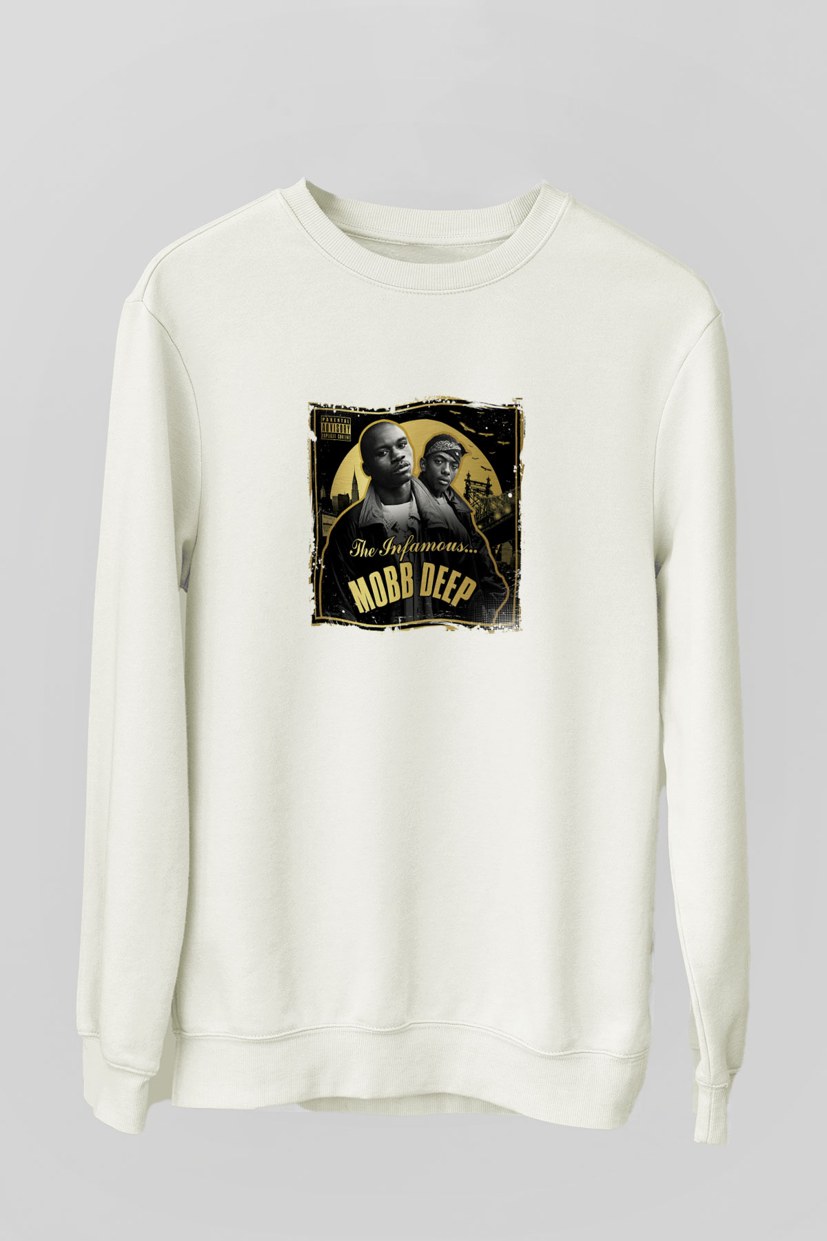 Mobb Deep Baskılı Unisex Beyaz Sweatshirt