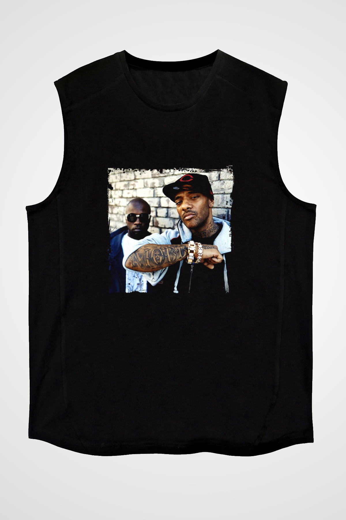 Mobb Deep Baskılı Unisex Siyah Kolsuz Tişört