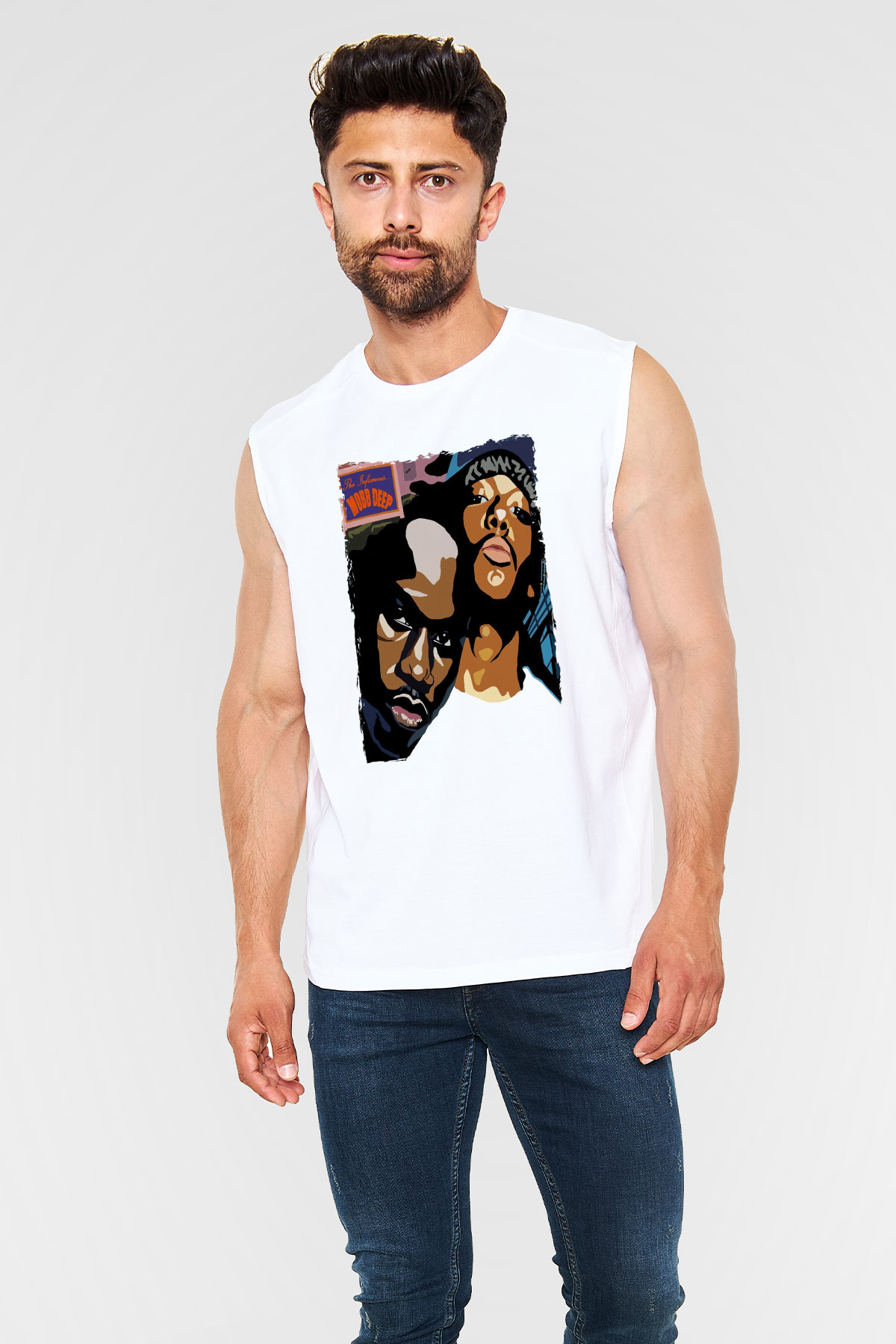Mobb Deep Beyaz Unisex Kolsuz Tişört
