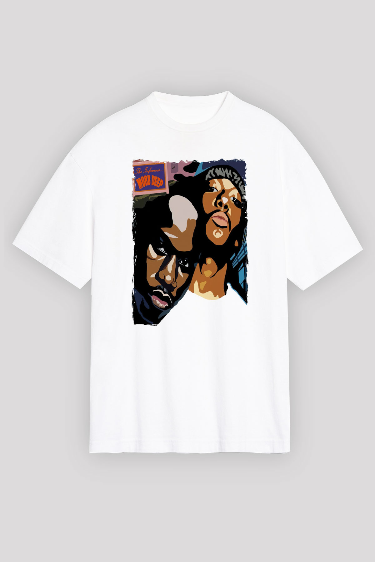 Mobb Deep Beyaz Oversize Tişört Oversize T-shirt - TişörtFabrikası