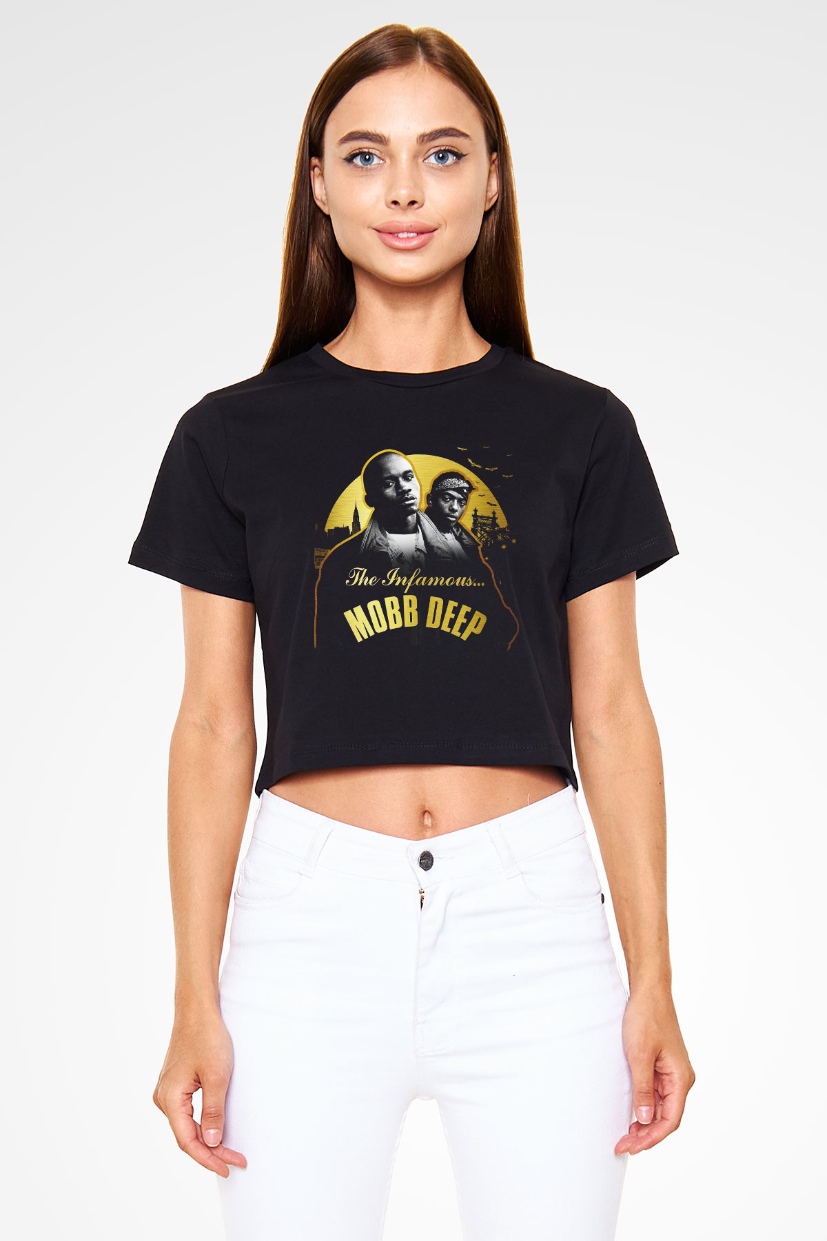 Mobb Deep Siyah Crop Top Tişört