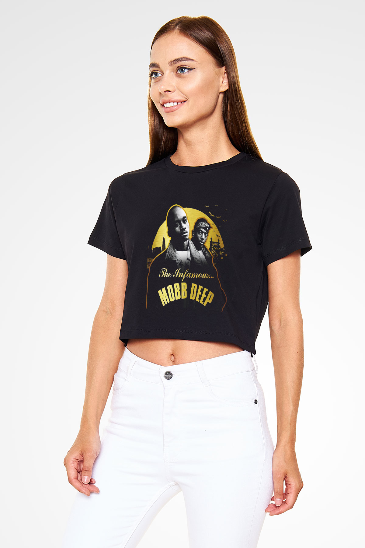 Mobb Deep Siyah Crop Top Tişört