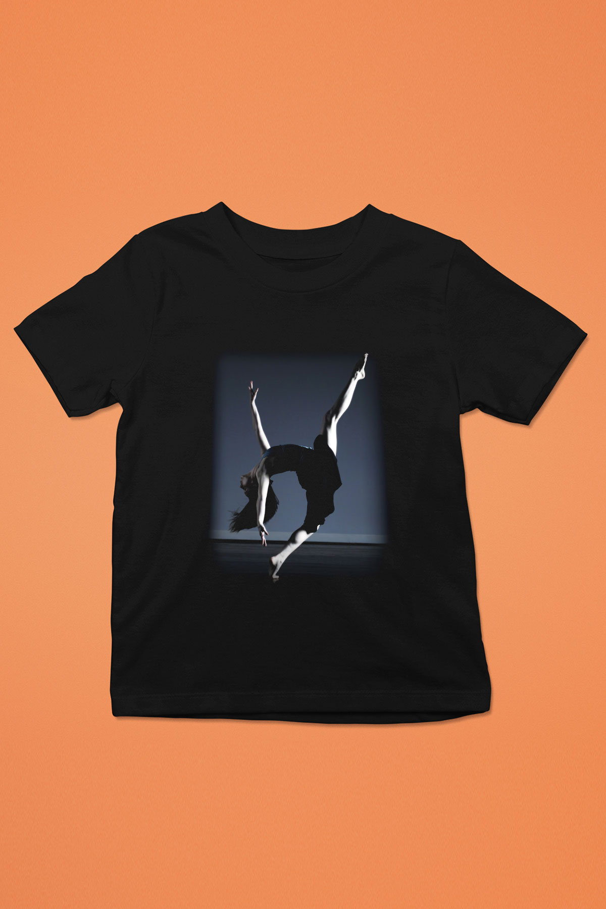 Modern Dans Baskılı Siyah Unisex Çocuk Tişört