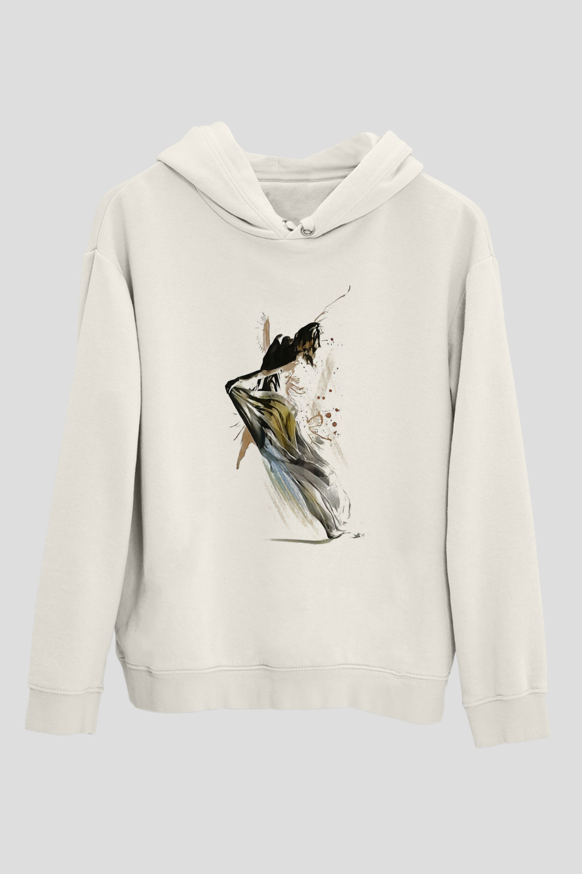 Modern Dans Beyaz Unisex Kapşonlu Sweatshirt