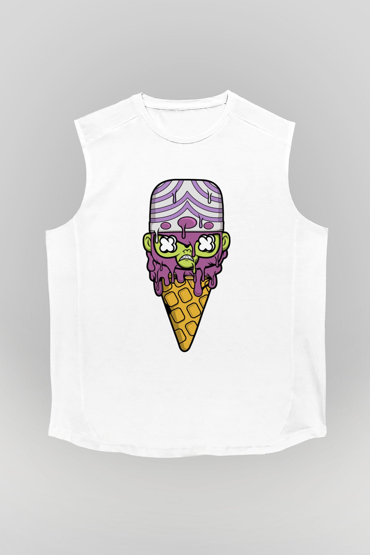 Mojo Jo Ice Cream Baskılı Beyaz Unisex Kolsuz Tişört