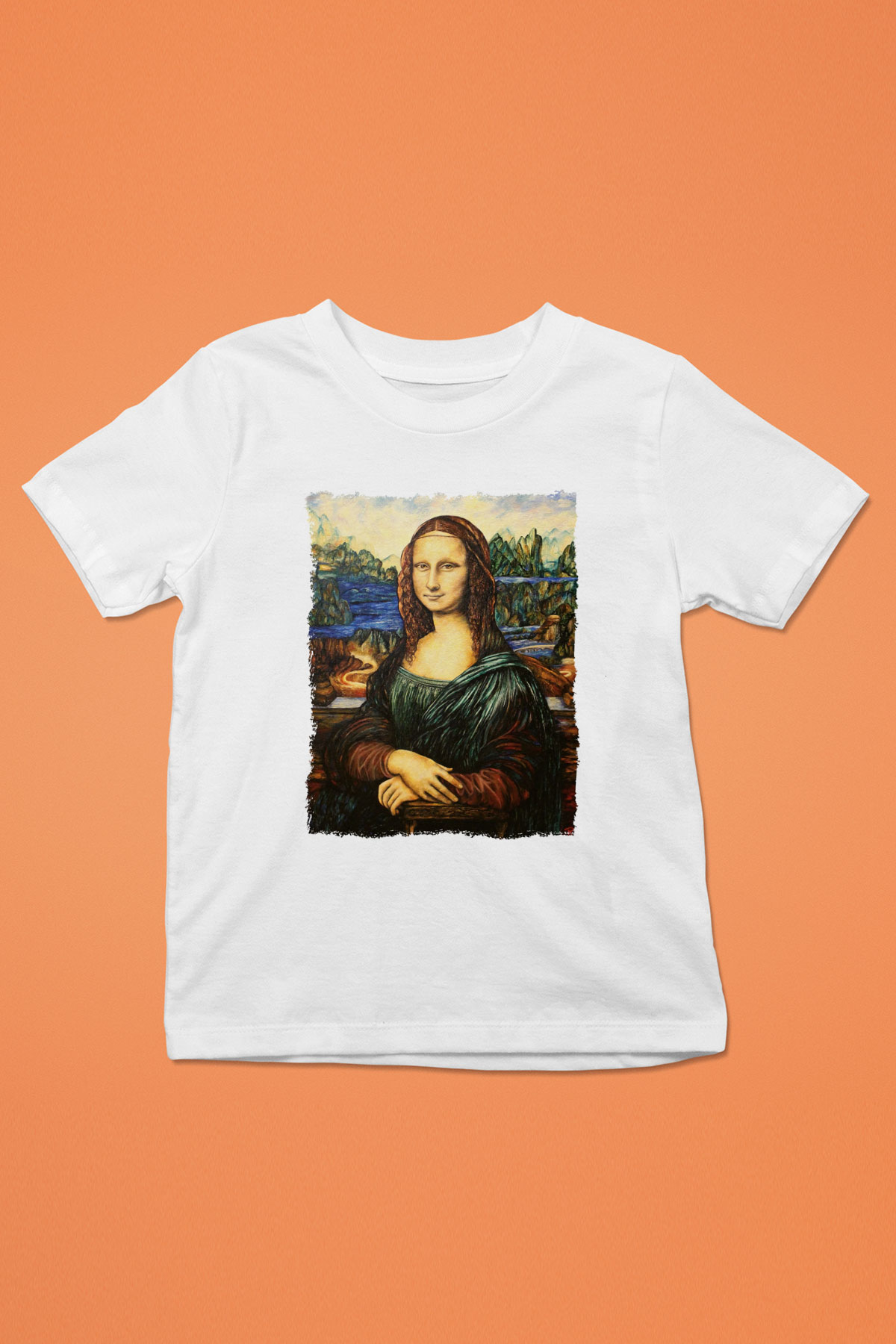 Mona Lisa Beyaz Unisex Çocuk Tişört