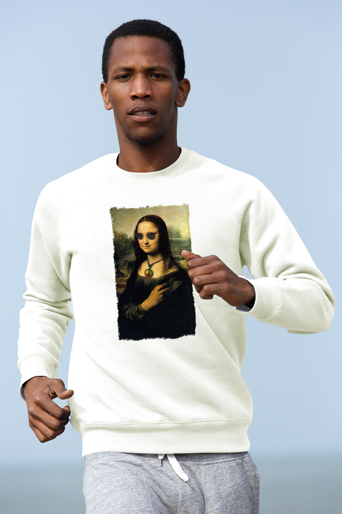 Mona Lisa Beyaz Unisex Sweatshirt
