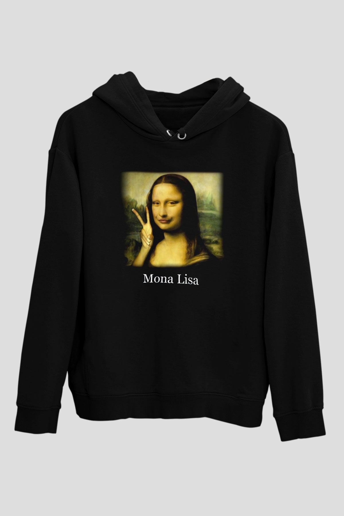 Mona Lisa Siyah Unisex Hoodie