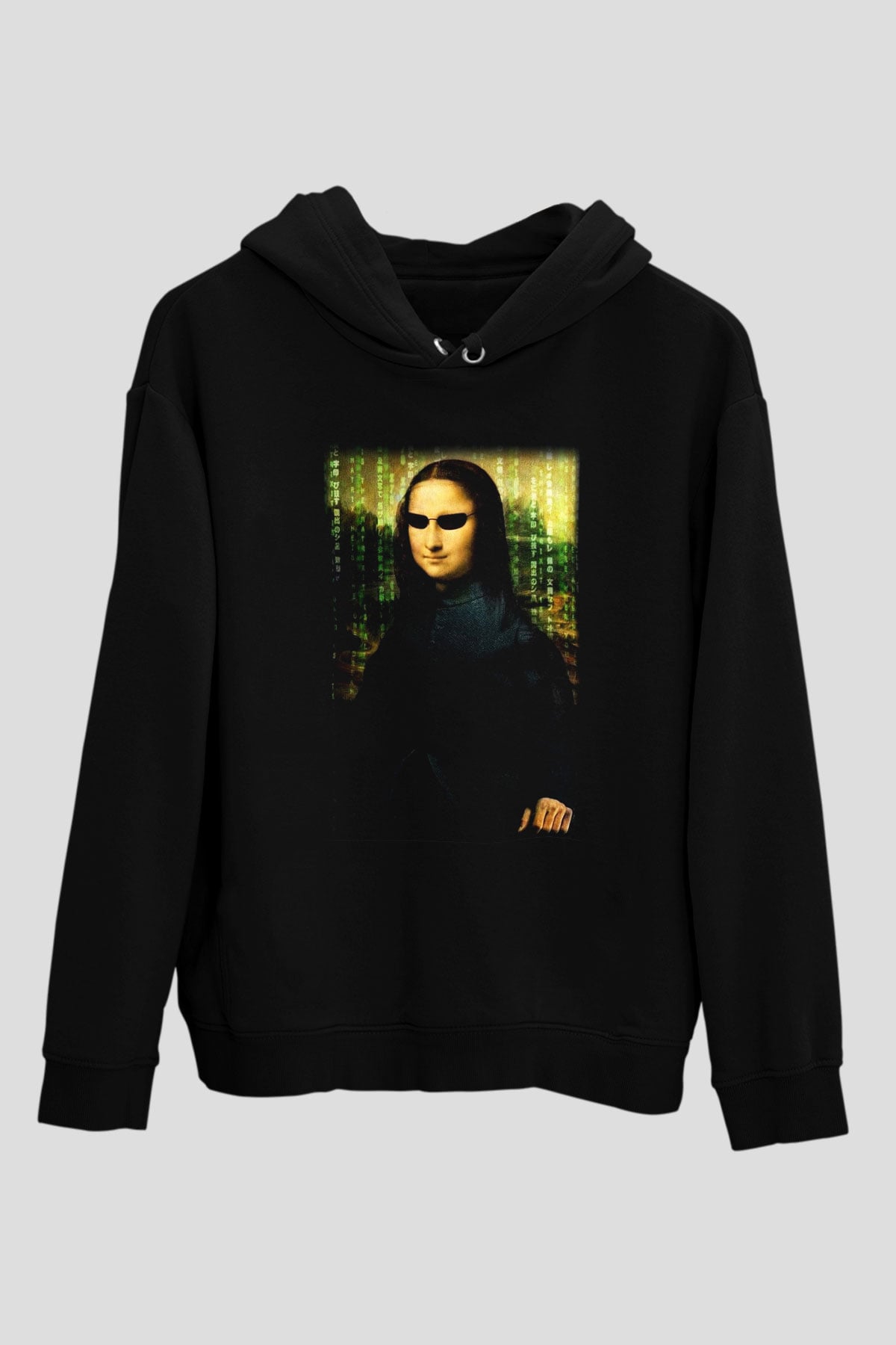 Mona Lisa Siyah Unisex Hoodie