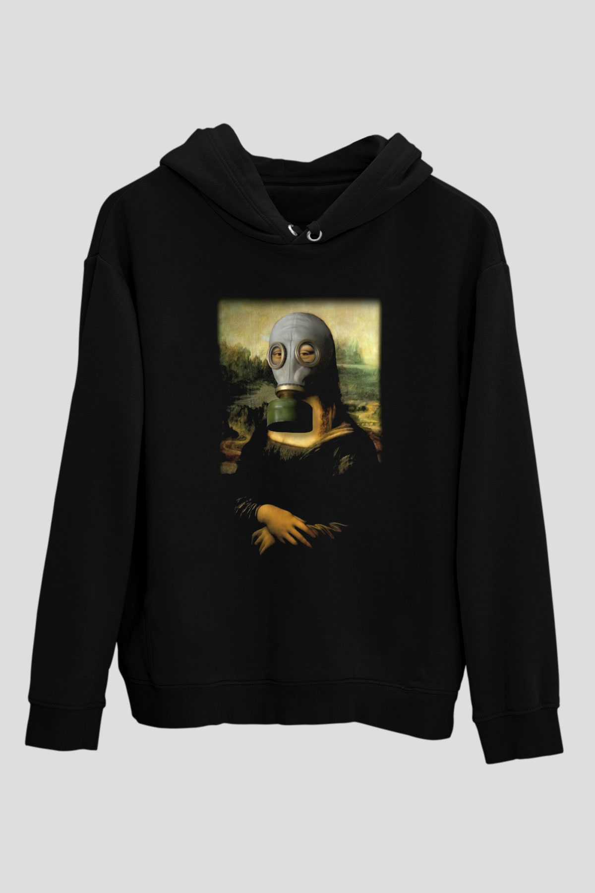 Mona Lisa Siyah Unisex Hoodie