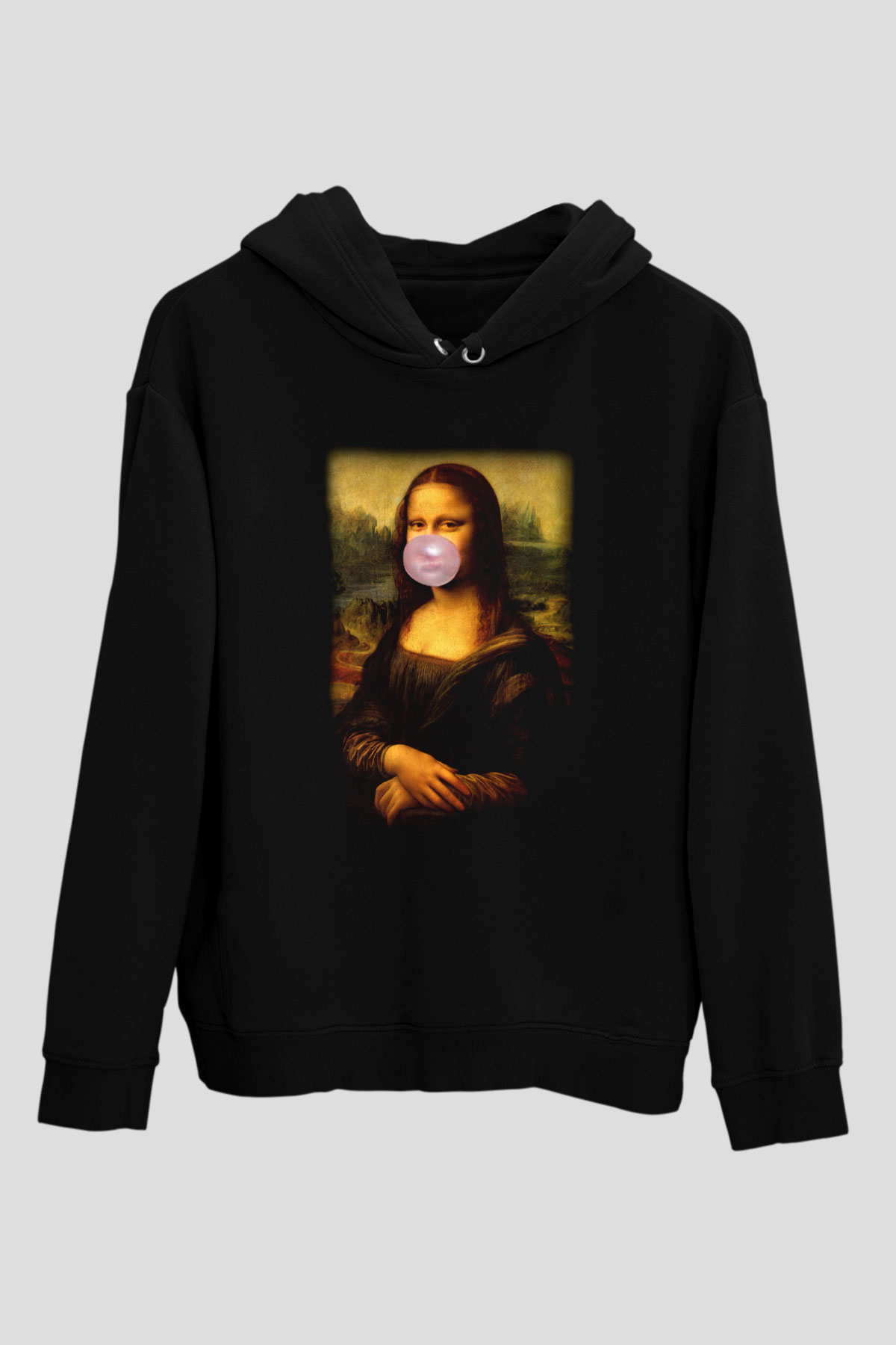 Mona Lisa Siyah Unisex Hoodie