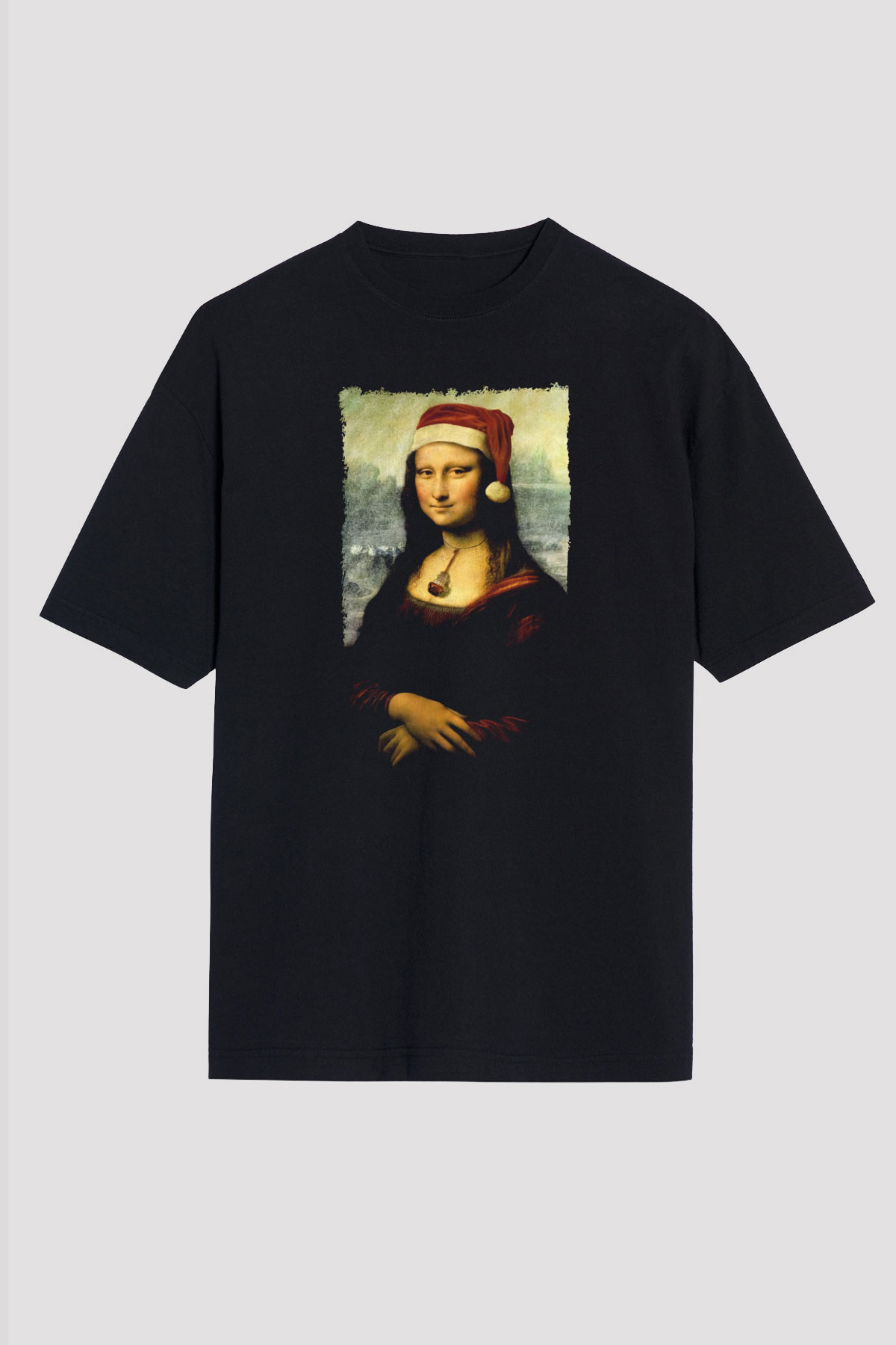 Mona Lisa Siyah Oversize Tişört Oversize T-shirt - TişörtFabrikası