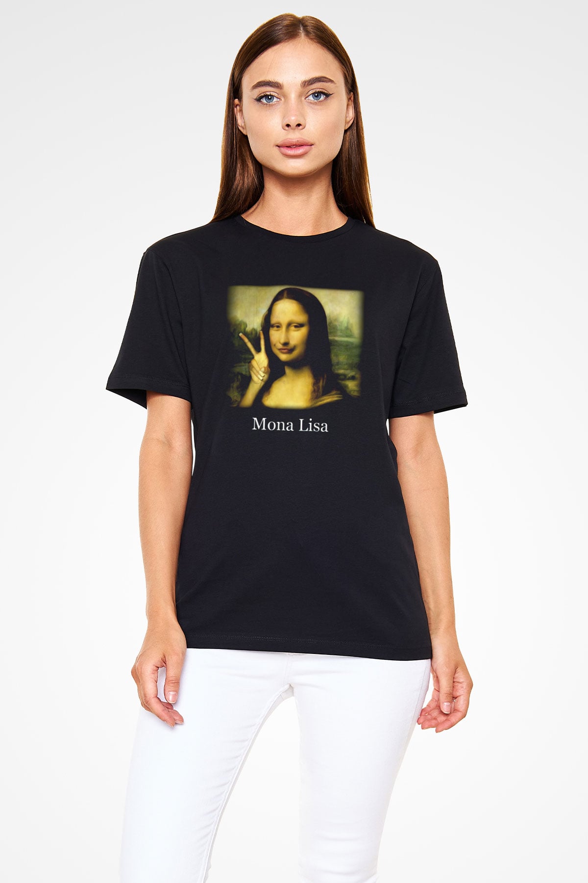 Mona Lisa Siyah Unisex Tişört T-Shirt - TişörtFabrikası