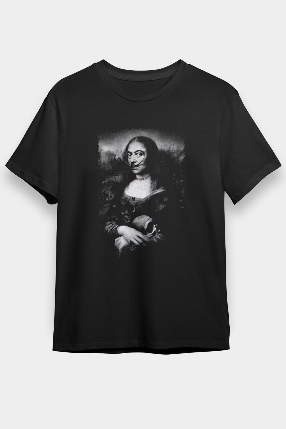 Mona Lisa Siyah Unisex Tişört T-Shirt - TişörtFabrikası