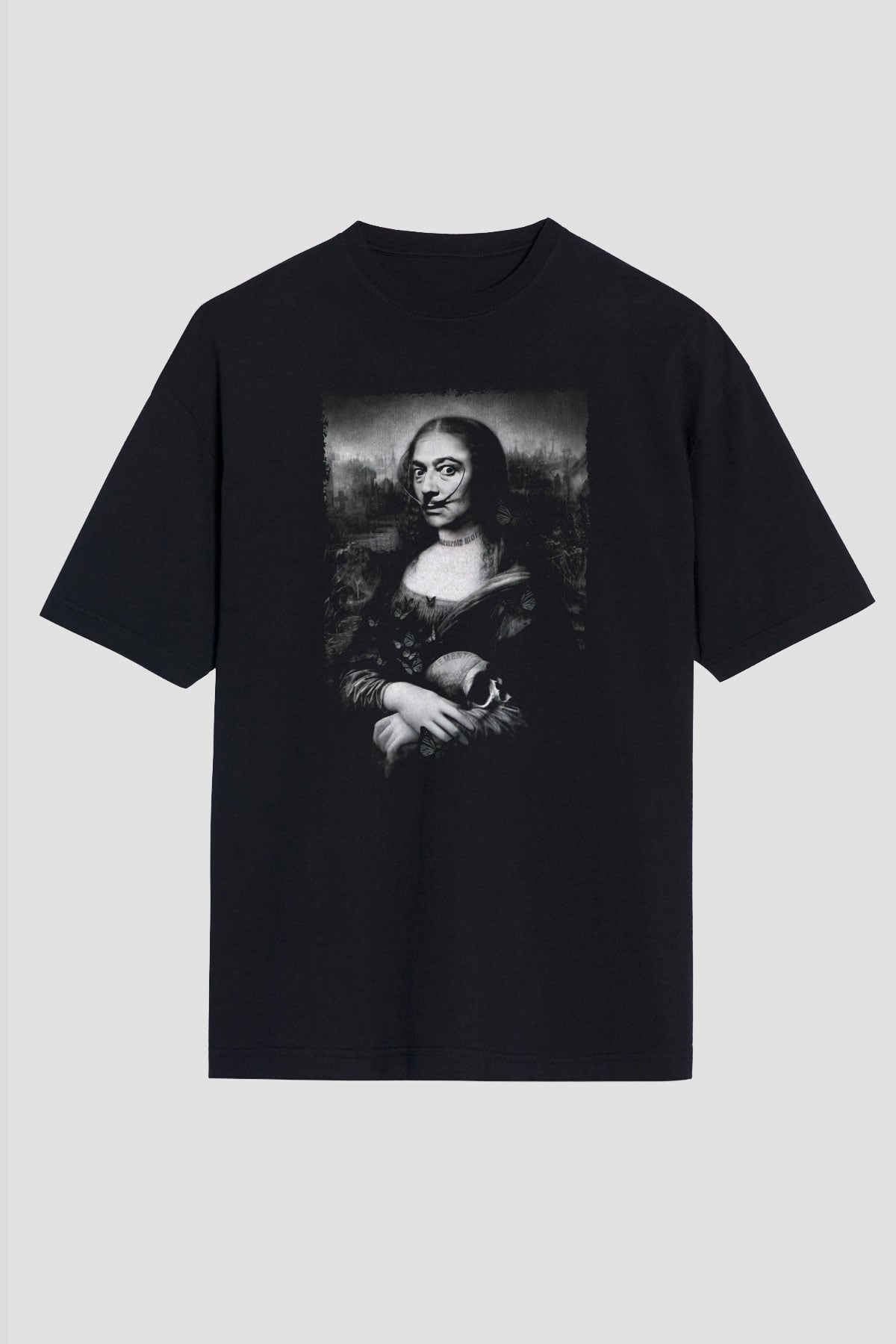 Mona Lisa Siyah Oversize Tişört Oversize T-shirt - TişörtFabrikası
